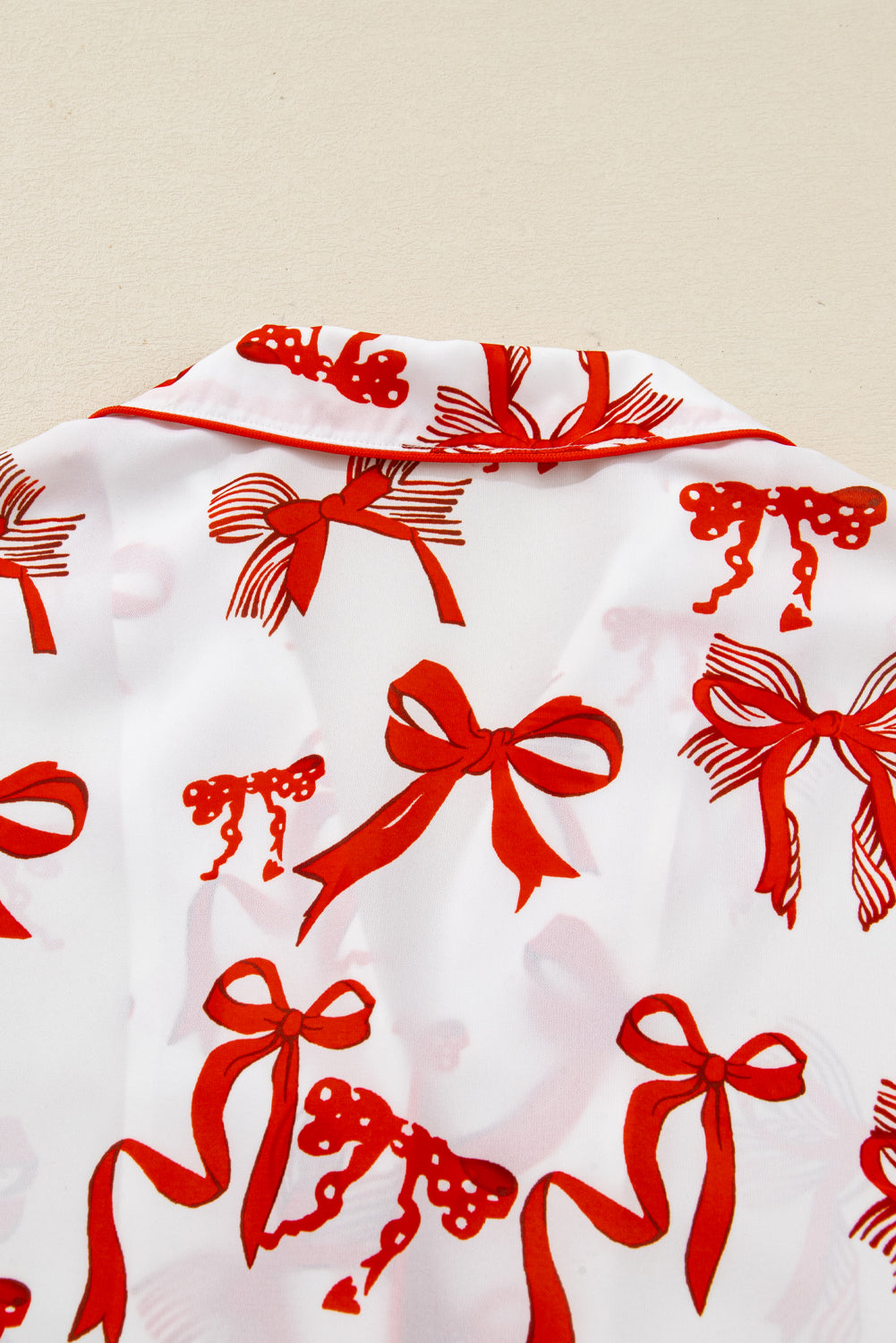 Red Christmas Bow Print Pyjama Set - eAura