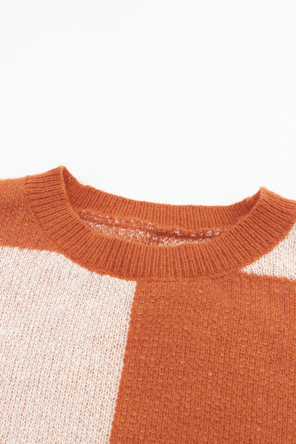 Brown Checkered Floral Print Striped Sleeve Sweater eAura