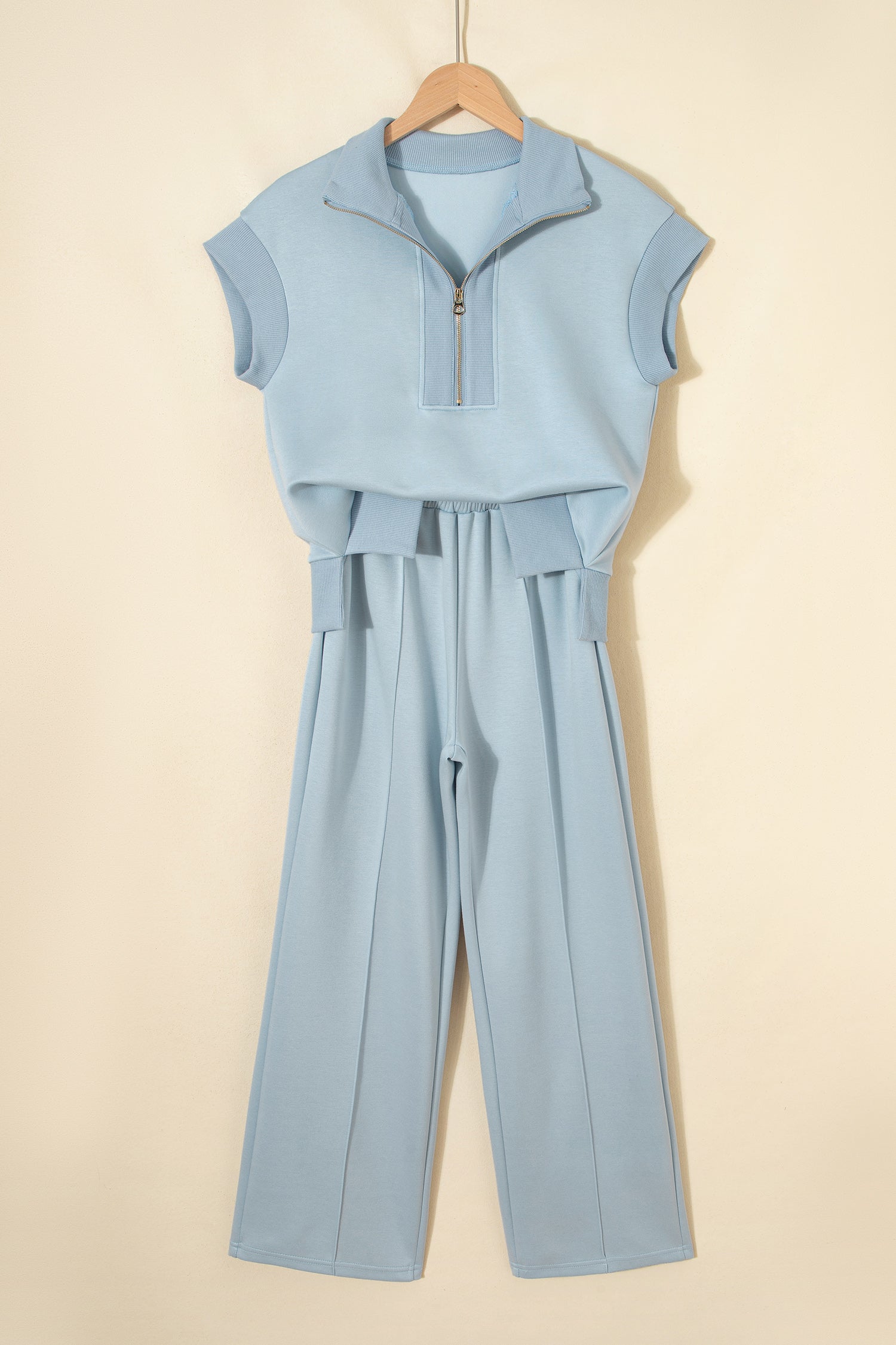 Half Zip Polo Tee Casual Trousers Co-ord Set