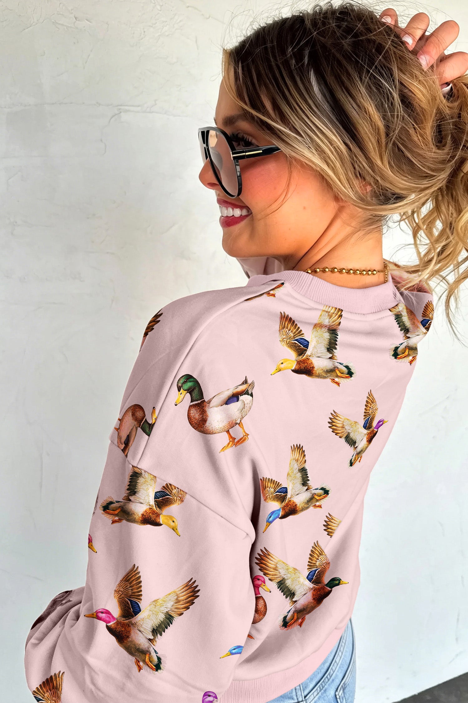Western Print Drop Shoulder Long Sleeve Sweatshirt – Multicolour