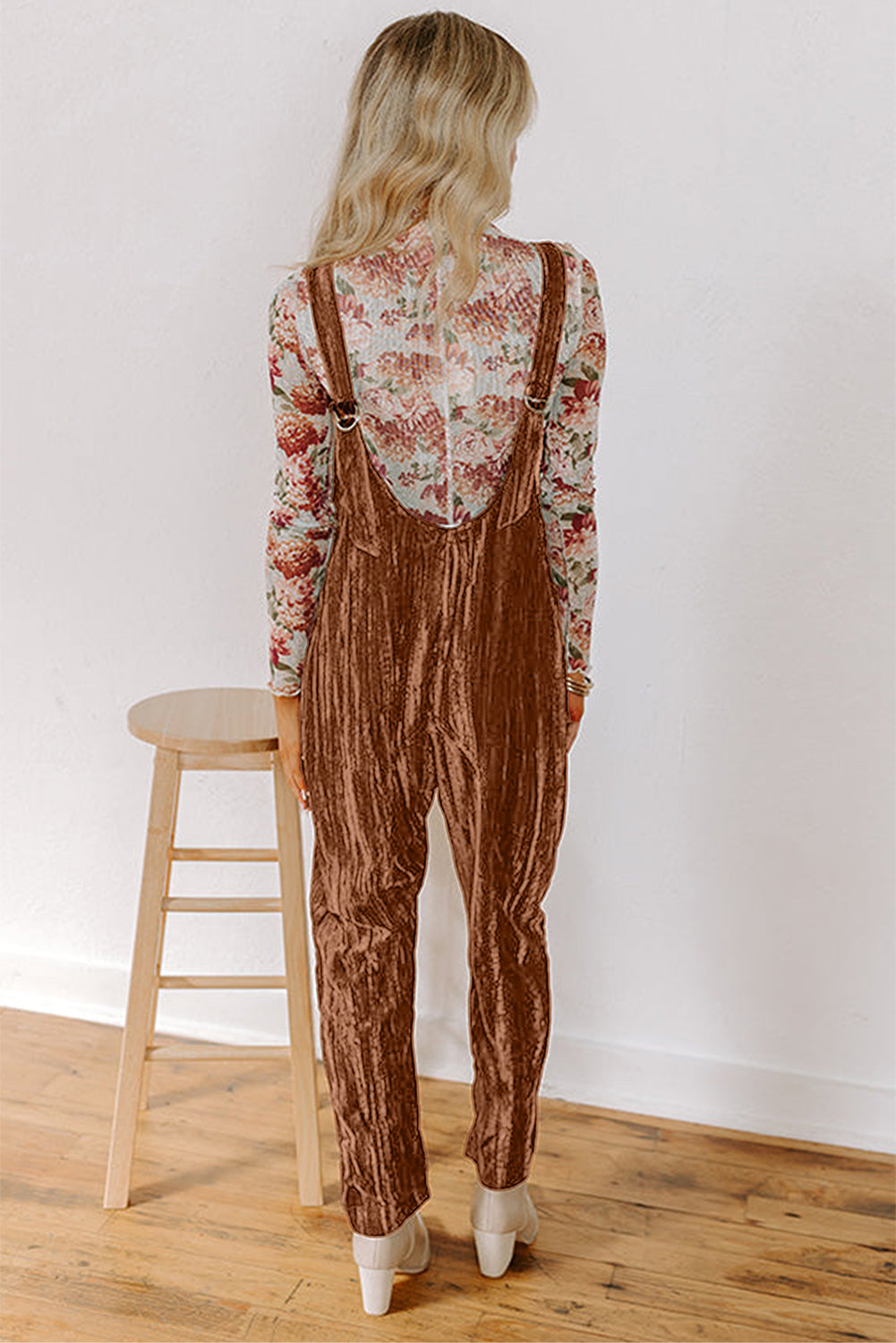 Velvet Adjustable Straps Patched Pocket Sleeveless Jumpsuit Dear-Lover Dropshipping