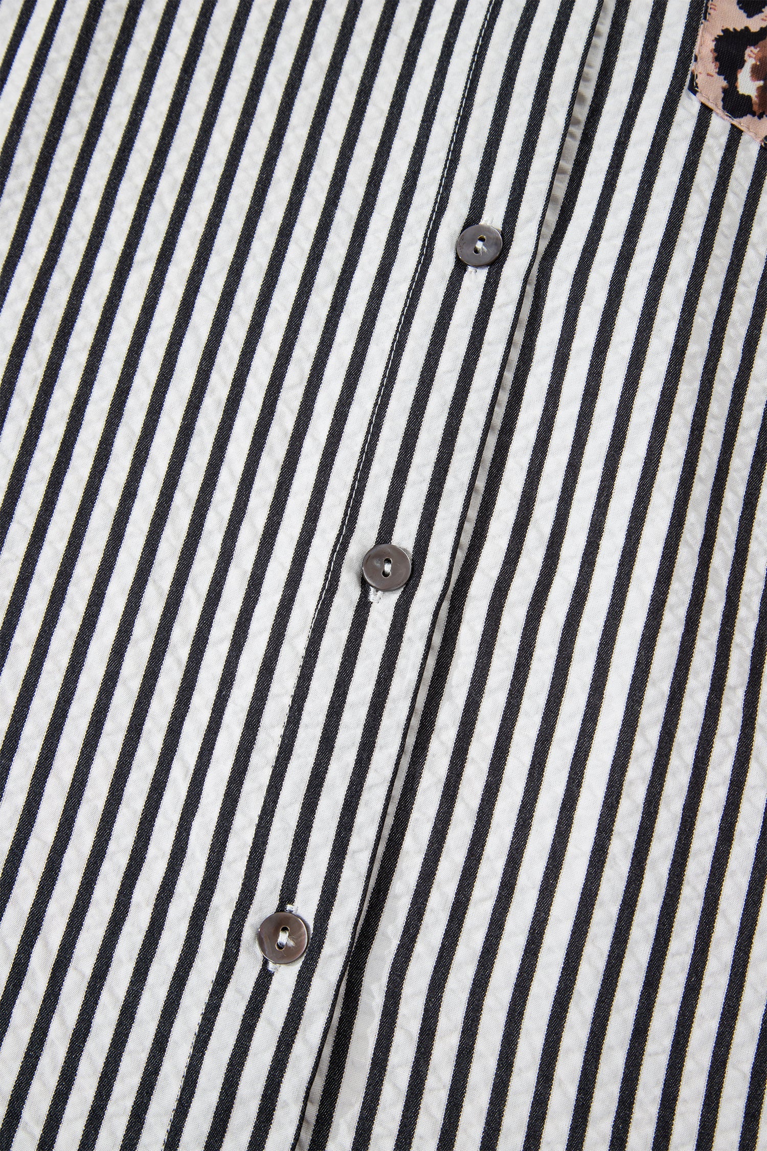Striped Leopard Print Patchwork Button Up Shirt - eAura