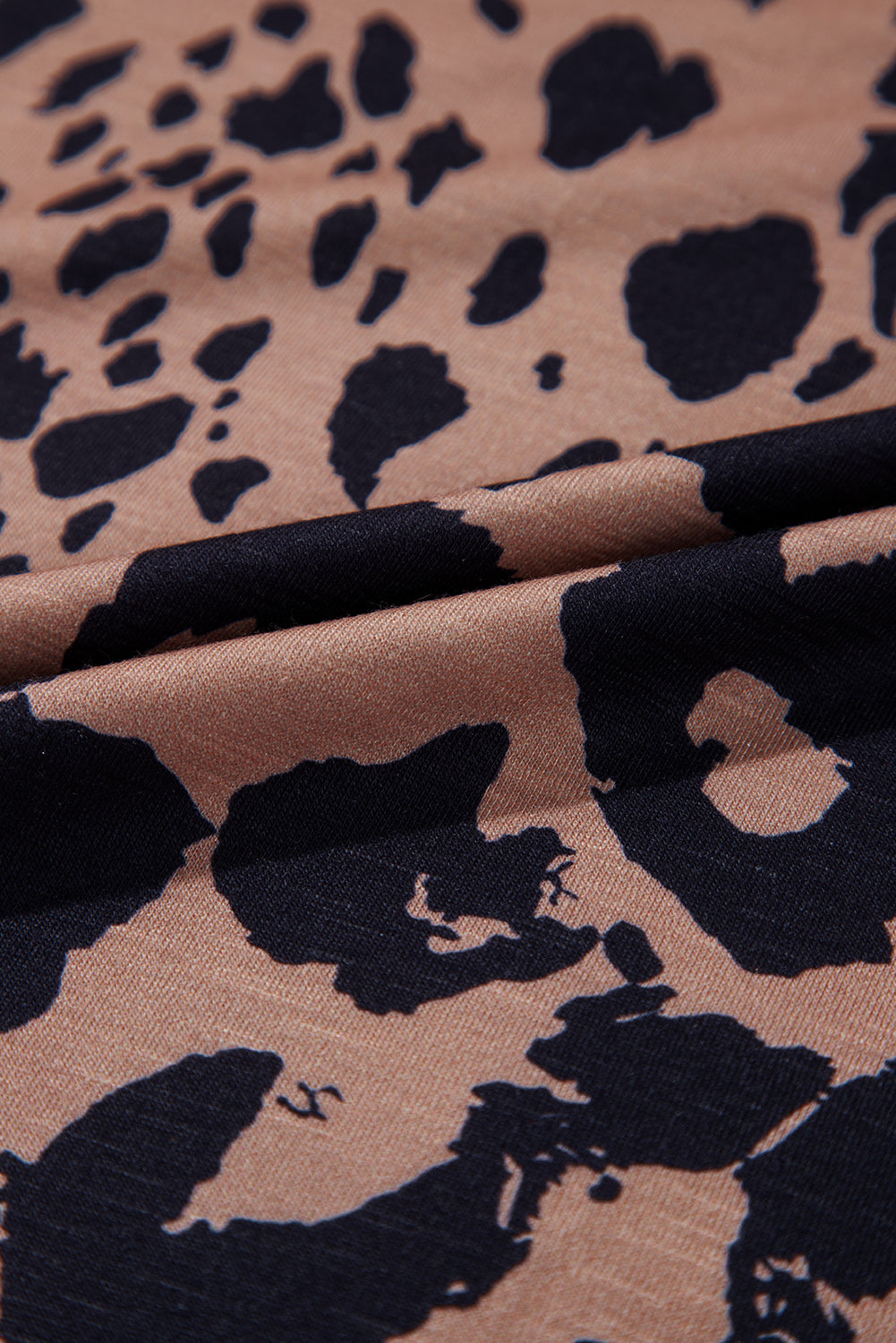 Brown Leopard Print V Neck Half Sleeve Oversized Tee eAura