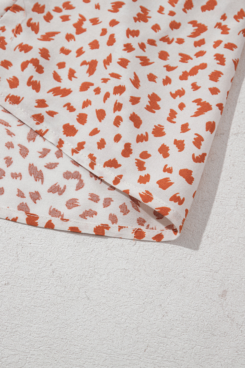 Red Printed Embroidery Detail Tie Split Neck Blouse eAura