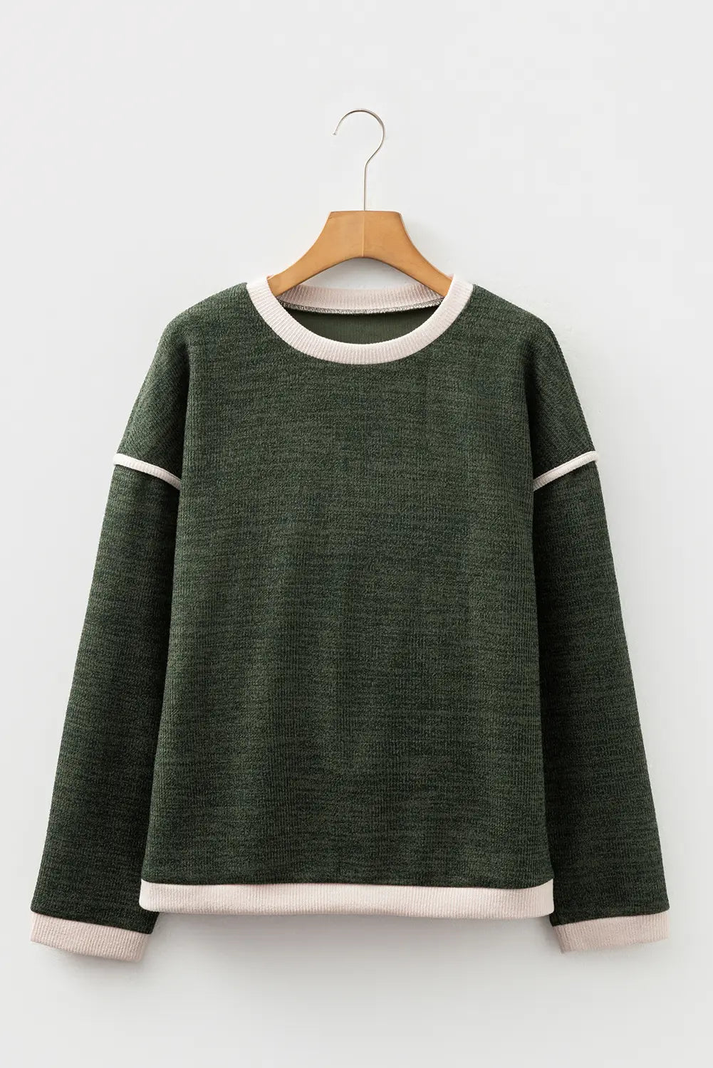 Contrast Colour Trim Knit Drop Shoulder Top