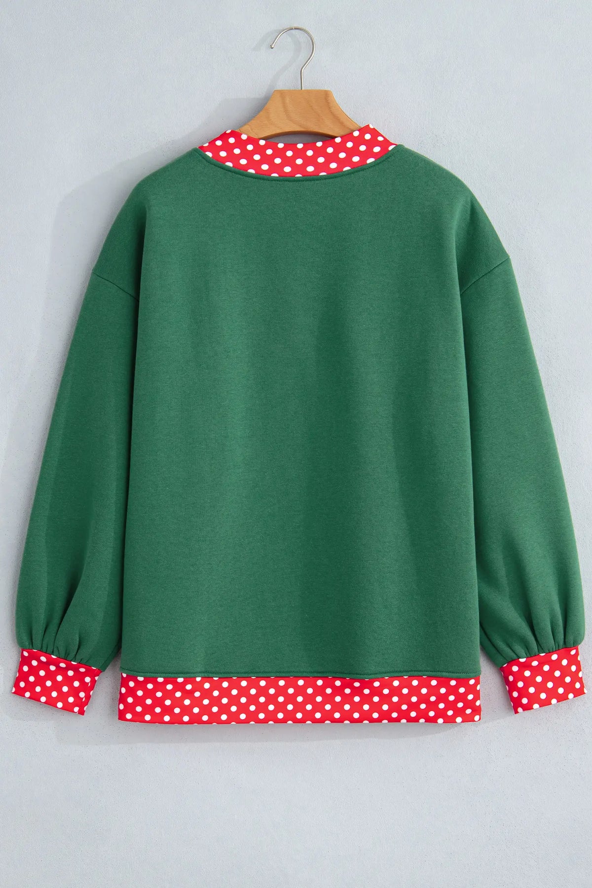 Colourblock Polka Dot Contrast Trim Oversized Sweatshirt – Dark Green