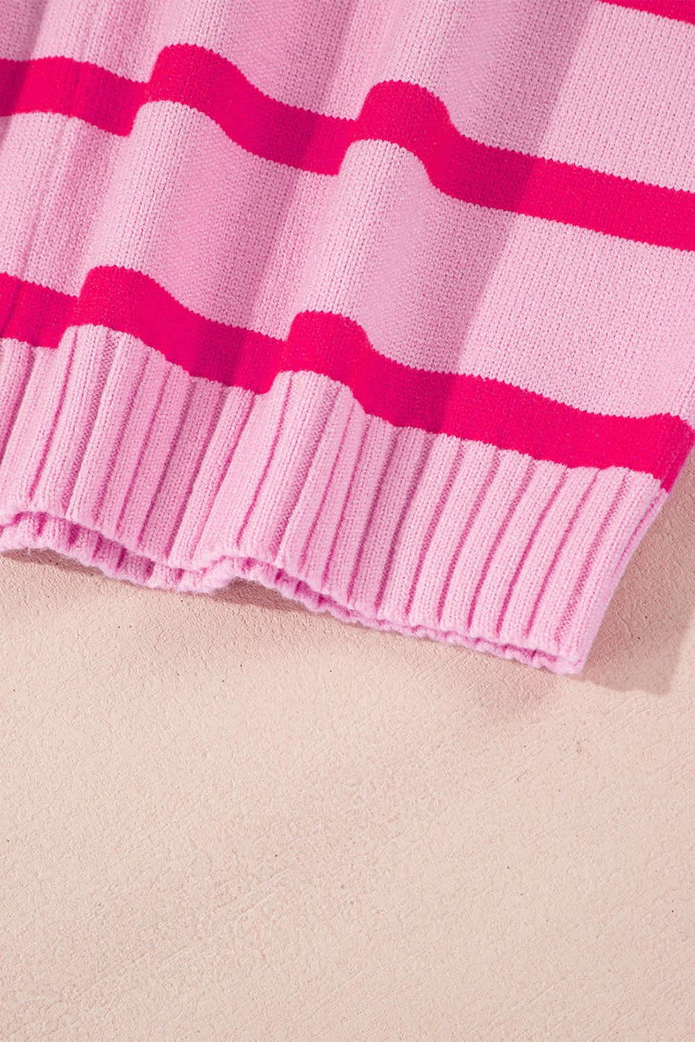 Yellow Stripe Gradient Striped Ribbed Edge Loose Sweater eAura