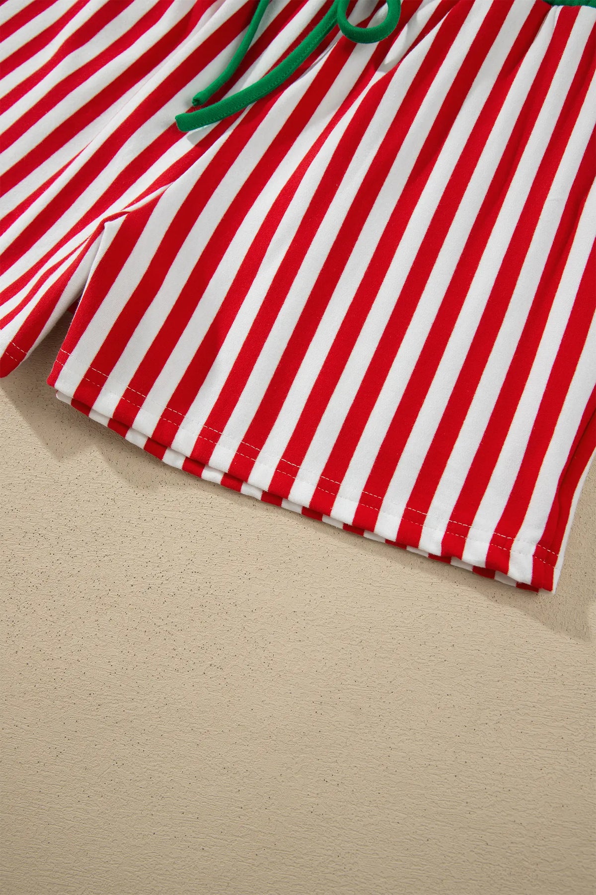 Colourblock Trim Polo Collar Drawstring Elastic Waist Band Casual 2pcs Outfit – Red Stripe