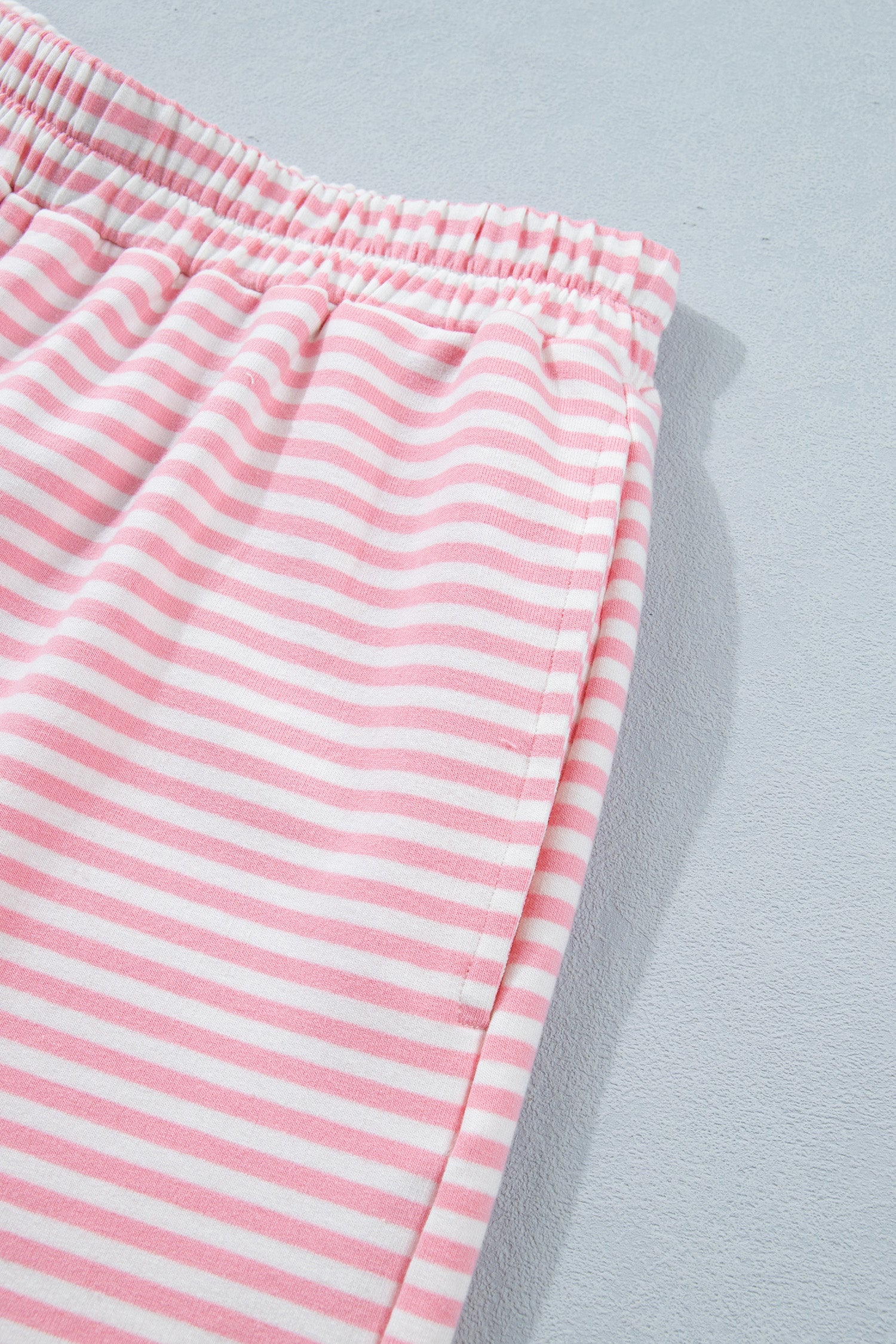 Stripe Cuffed Sleeve Contrast Mock Neck Tee Casual Co-ord Short Set