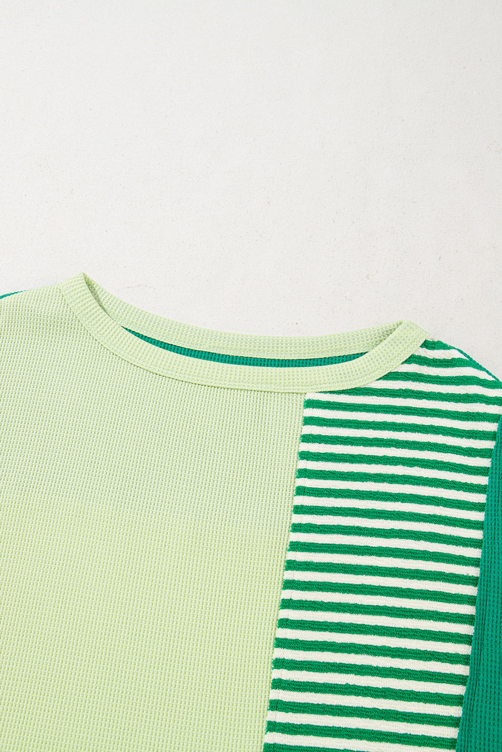 Green Stripe Patchwork Colourblock Plus Size T Shirt BB Fashion Outlet