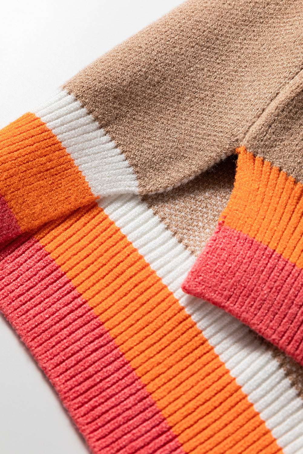 Big Flower Pattern Contrast Striped Baggy Sweater - eAura