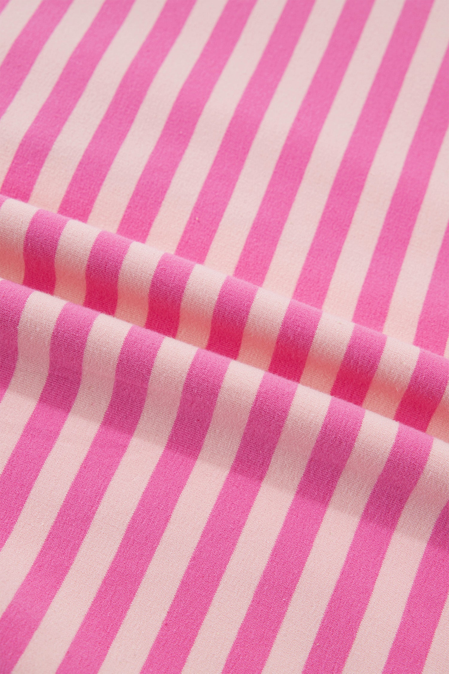 Zip-up Puff Sleeve Zip Jacket Sweatshirt – Pink Stripe