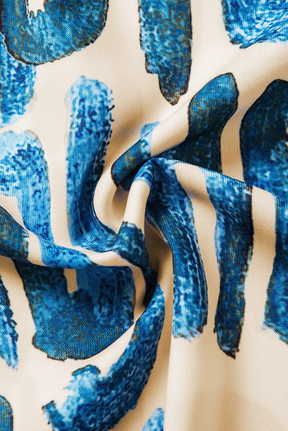 Beige Embroidered Puff Sleeve Frilled Neck Printed Top eAura