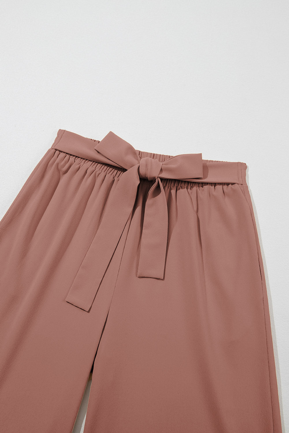 Coffee High Waisted Tie Front Side Pocket Wide Leg Flowy Casual Pants Dear-Lover Dropshipping