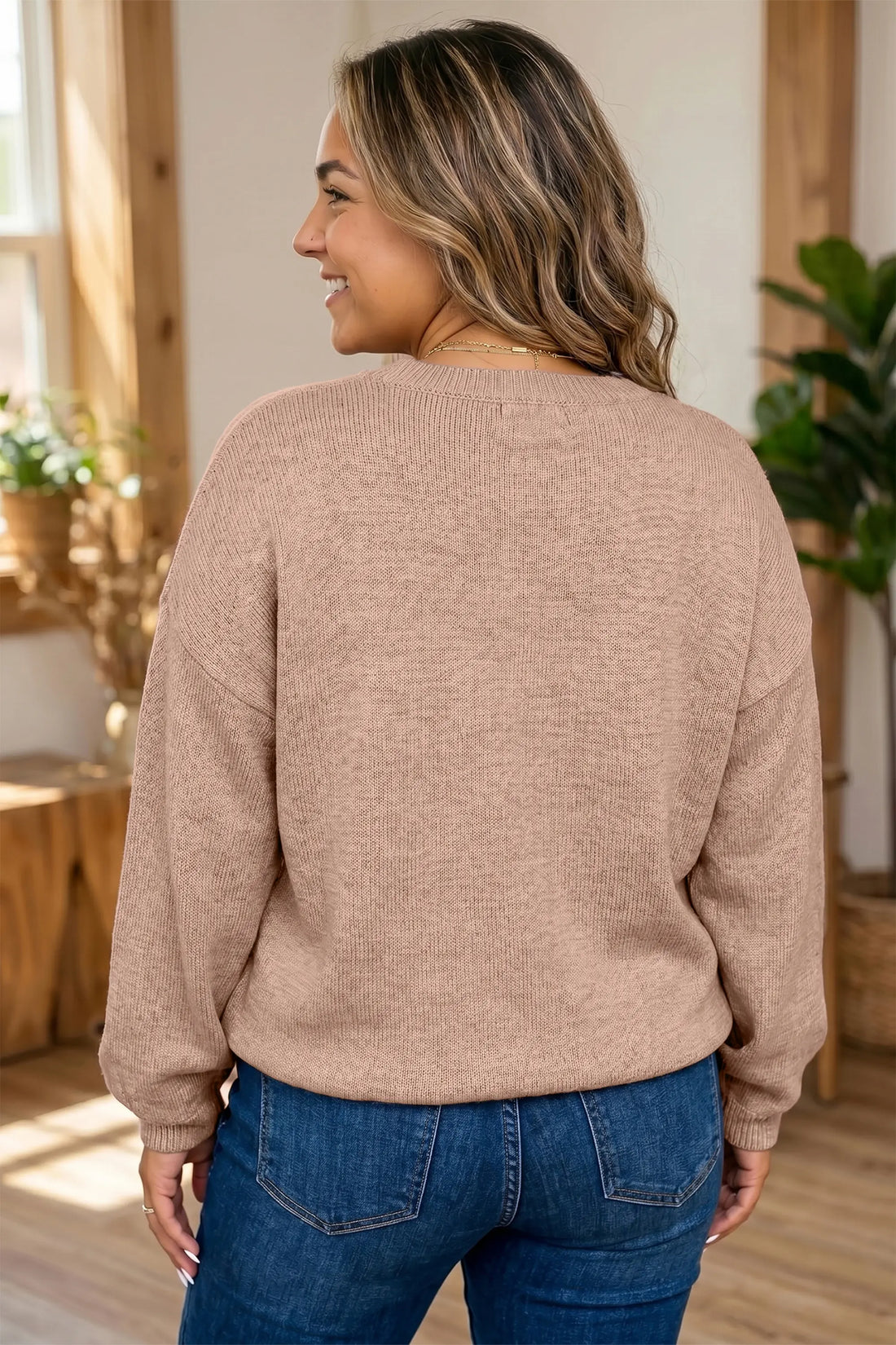 Leopard Bow Embroidery Drop Shoulder Tunic Plus Size Sweater