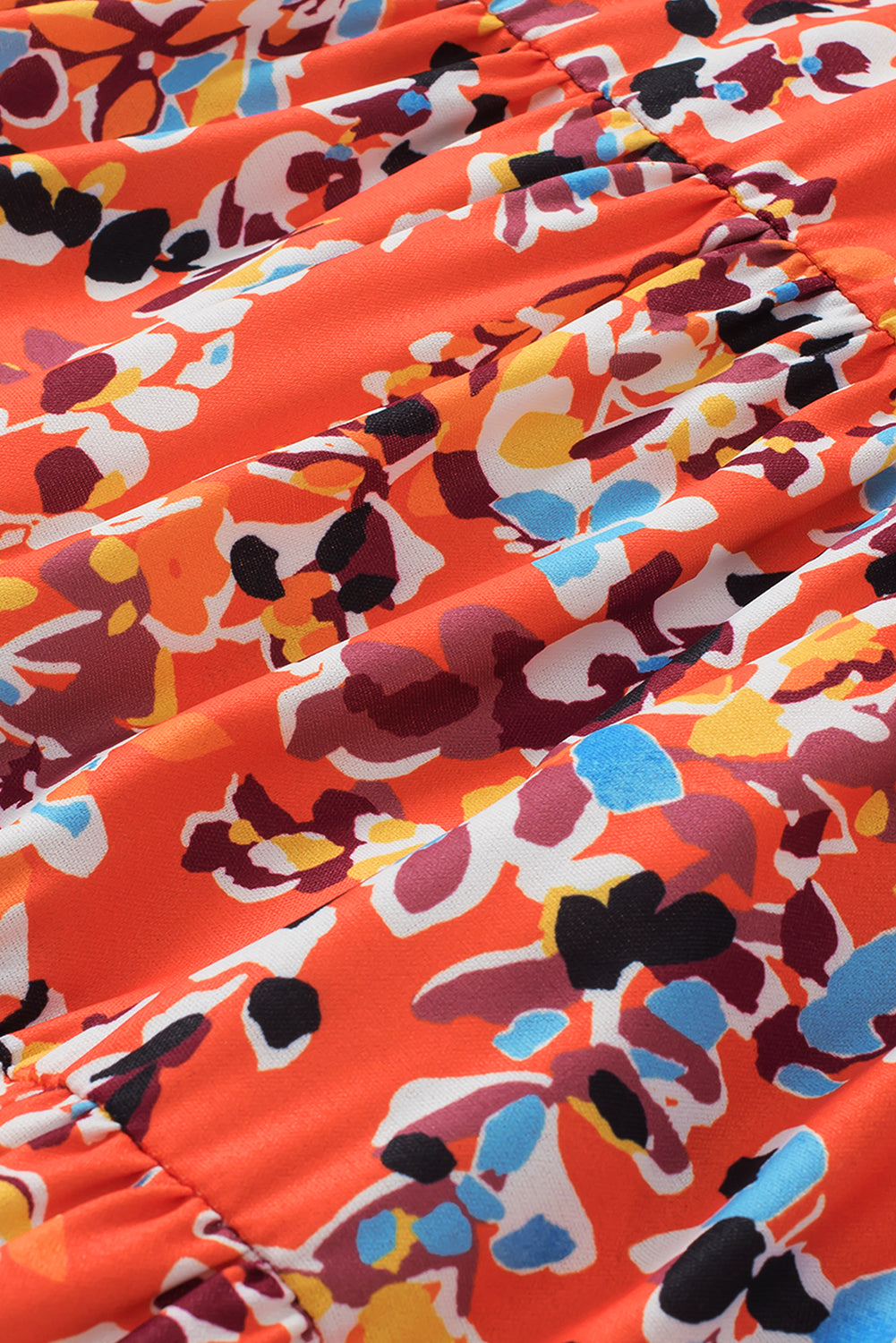 Orange Floral Printed Ruffle Sleeve Curvy Babydoll Blouse BB Fashion Outlet