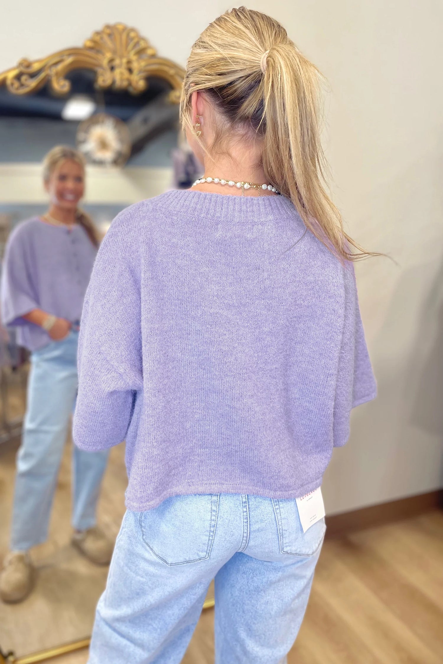 3/4 Sleeve Boxy Knit Button Down Sweater Cardigan – Lavendula