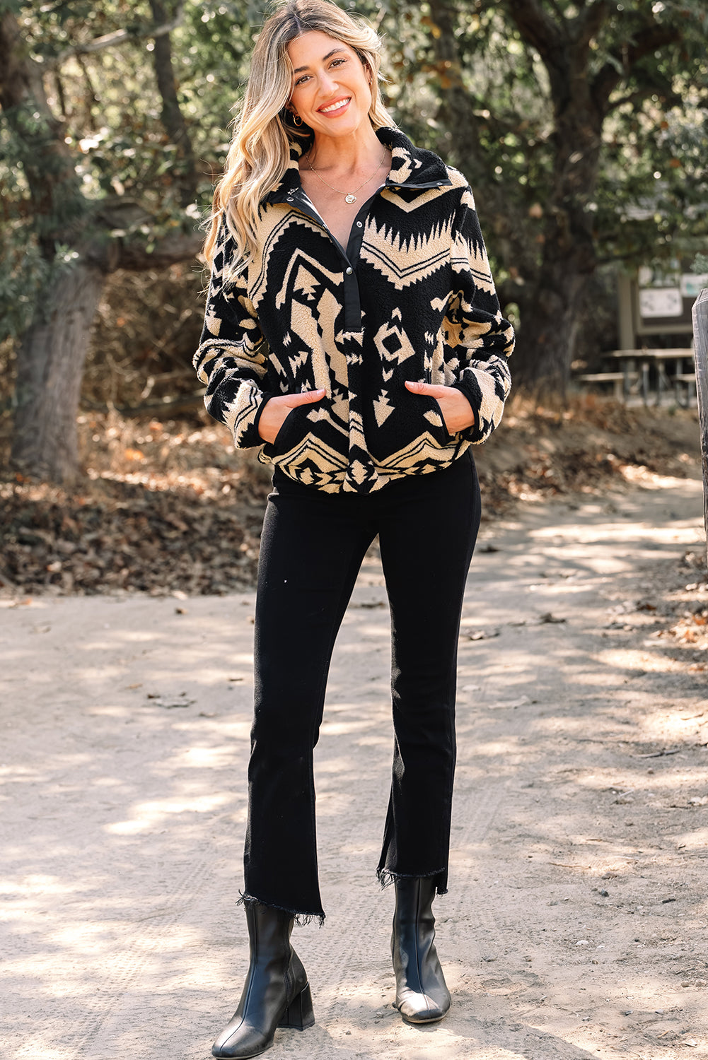 Western Aztec Half Zip Plush Sweatshirt - eAura