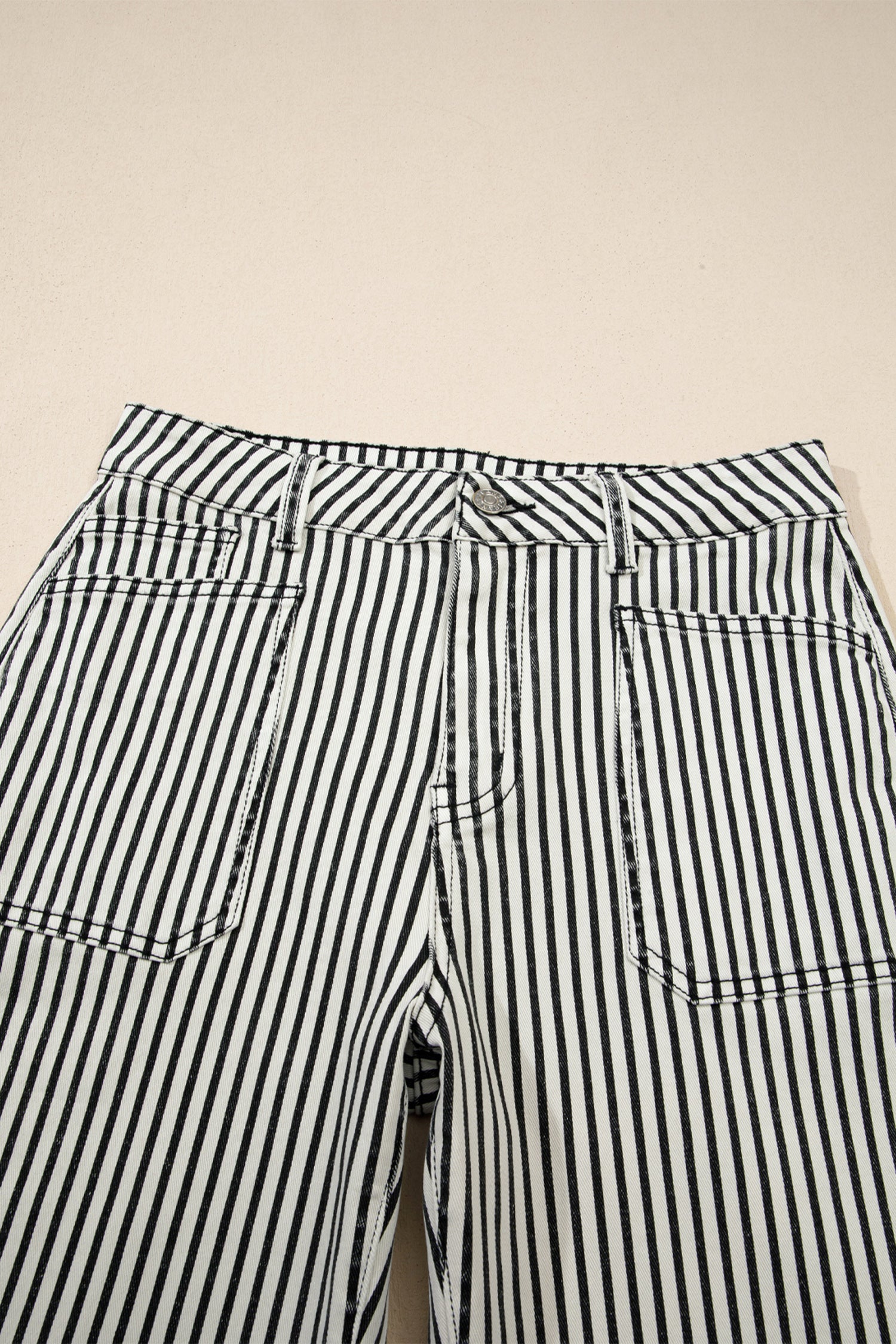 Stripe Patch Pocket High Waist Shift Denim Jeans - Bottoms/Jeans