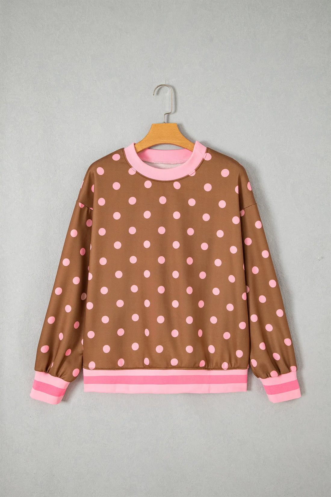 Pullover Sweatshirt Polka Dot Colourblock Round Neck