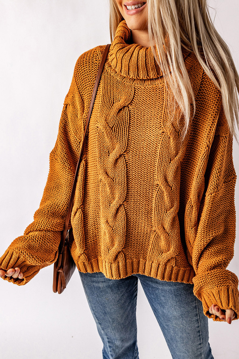 Cuddle Weather Cable Knit Turtleneck Sweater eAura