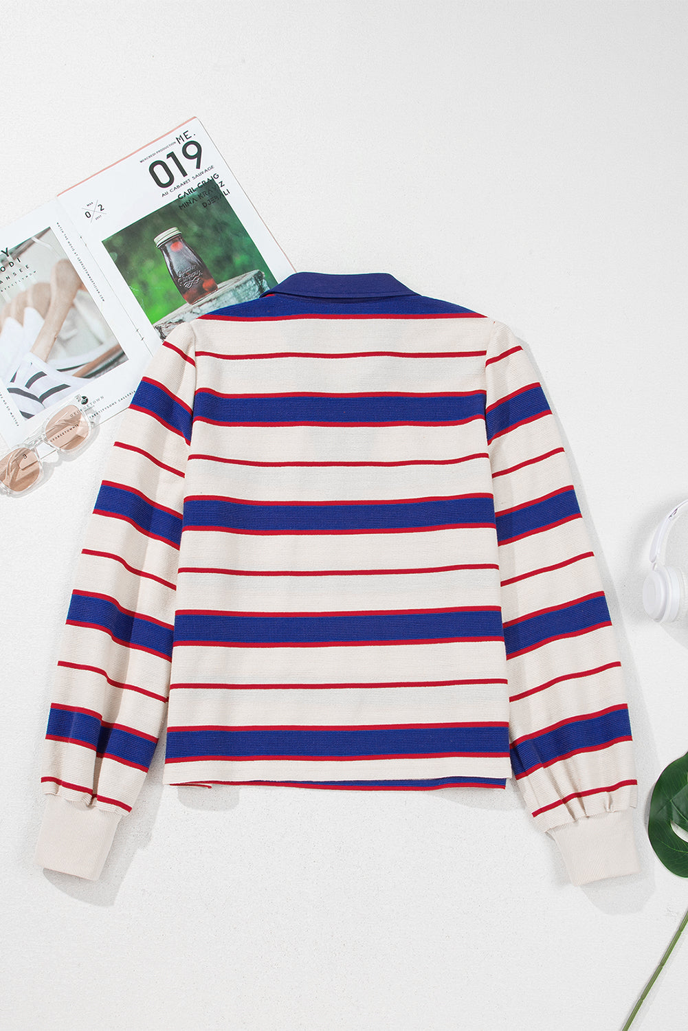 Blue Stripe Polo Pullover Sweatshirt - eAura