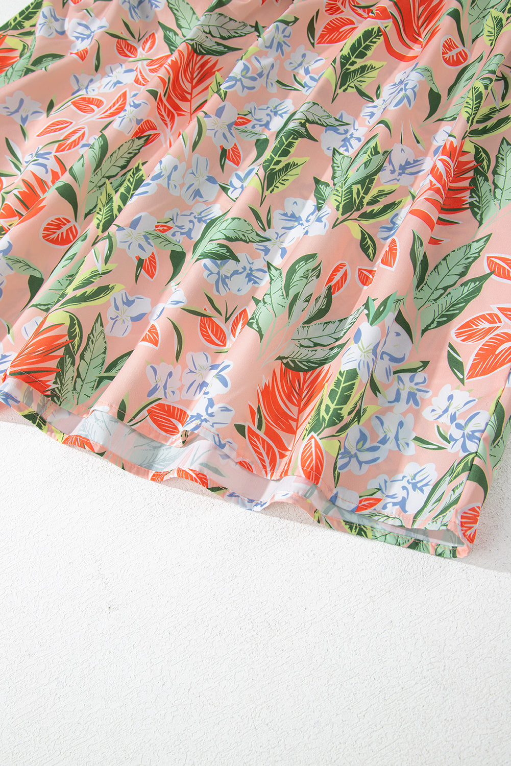 Apricot Pink Floral Smocked Bust Bubble Short Sleeve Maxi Dress eAura