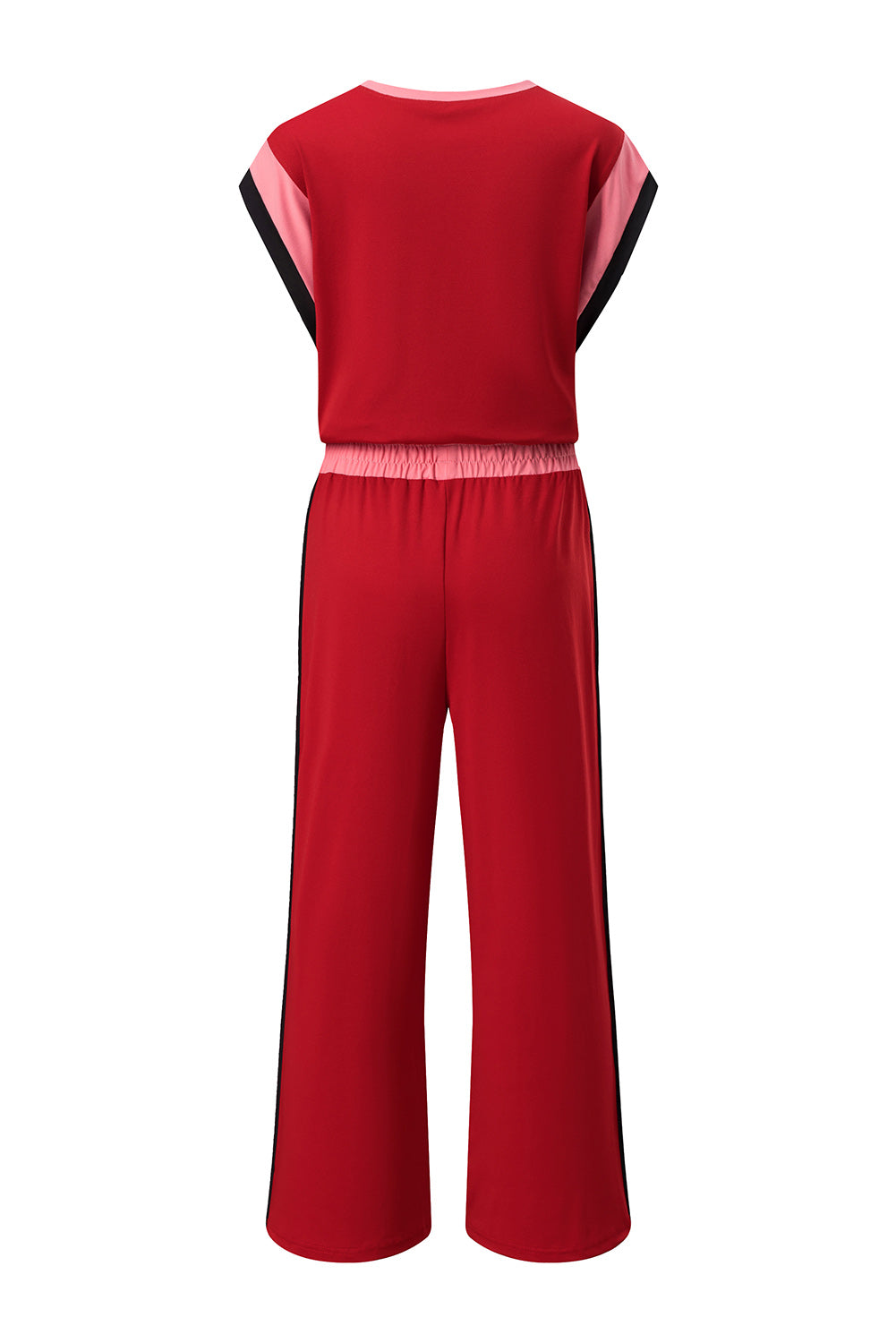 Colourblock Crop Tee & Wide Leg Trouser Two-Piece Set