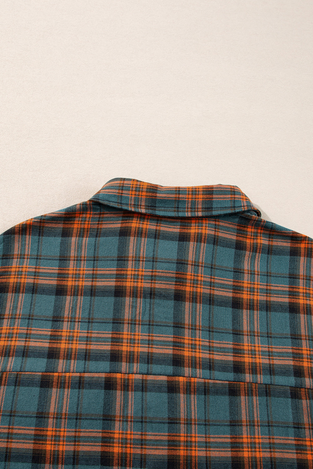 Green Plaid Long Sleeeve Side Split Distressed Hem Shirt eAura