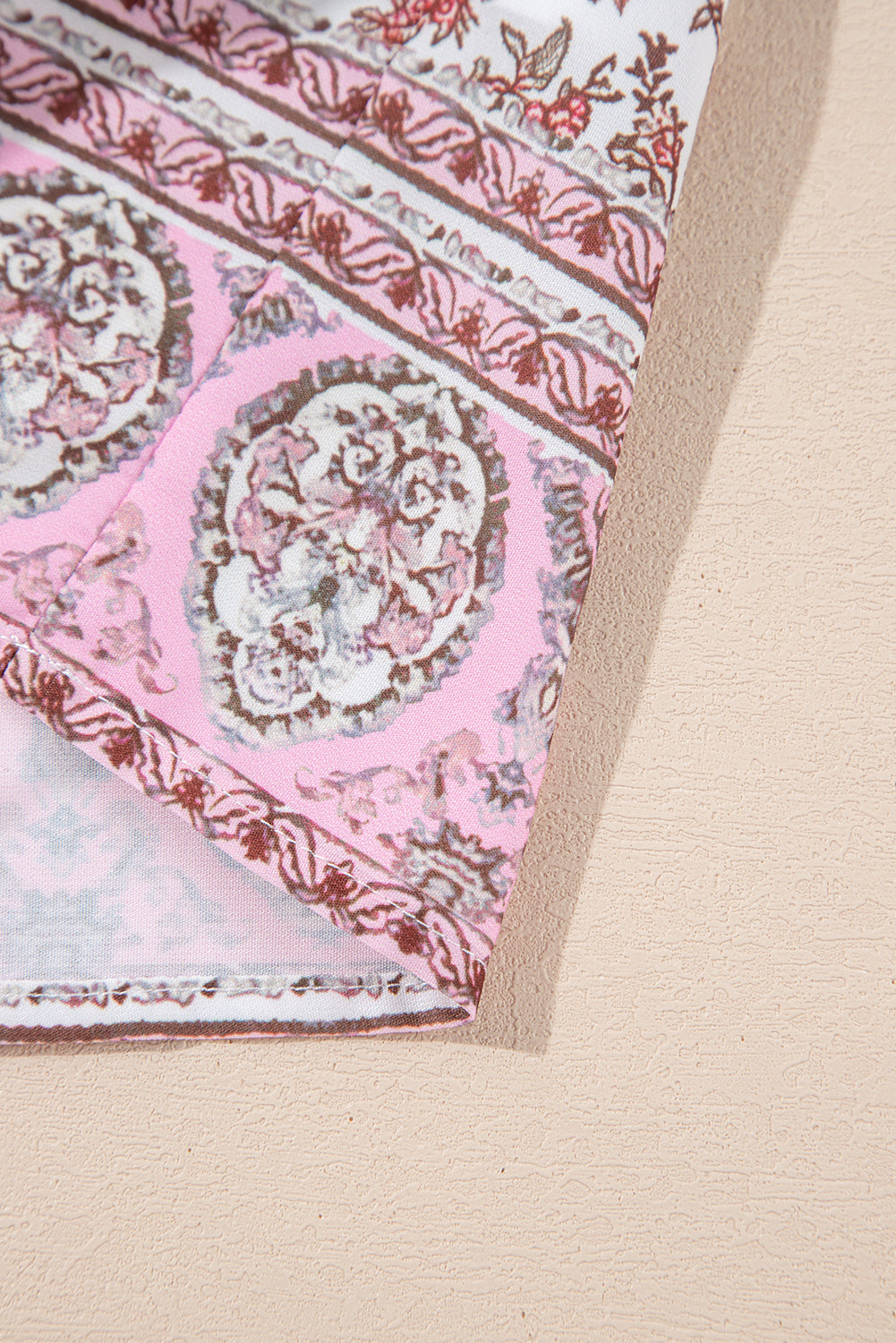 Pink Bohemian Floral Pleated U Neck Vest eAura