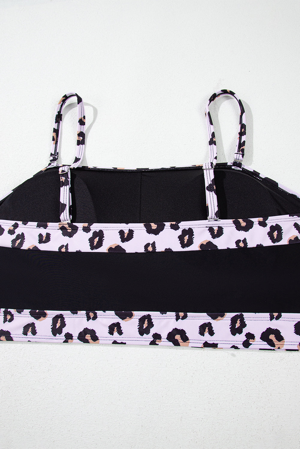 Black 2pcs Leopard Patchwork Plus Size High Waisted Swimsuit BB Fashion Outlet