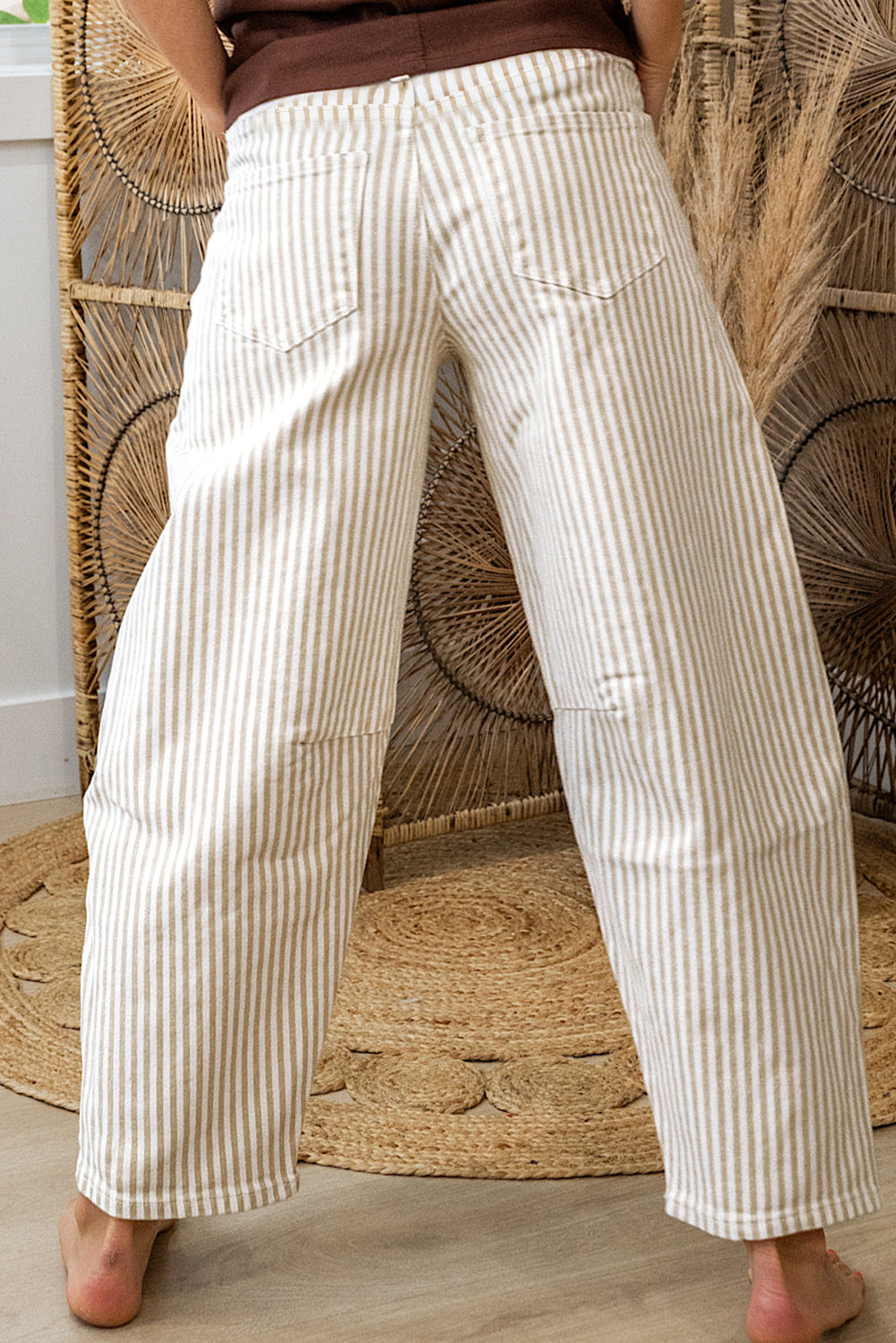 Striped Barrel Jeans – Brown, Khaki & Sky Blue