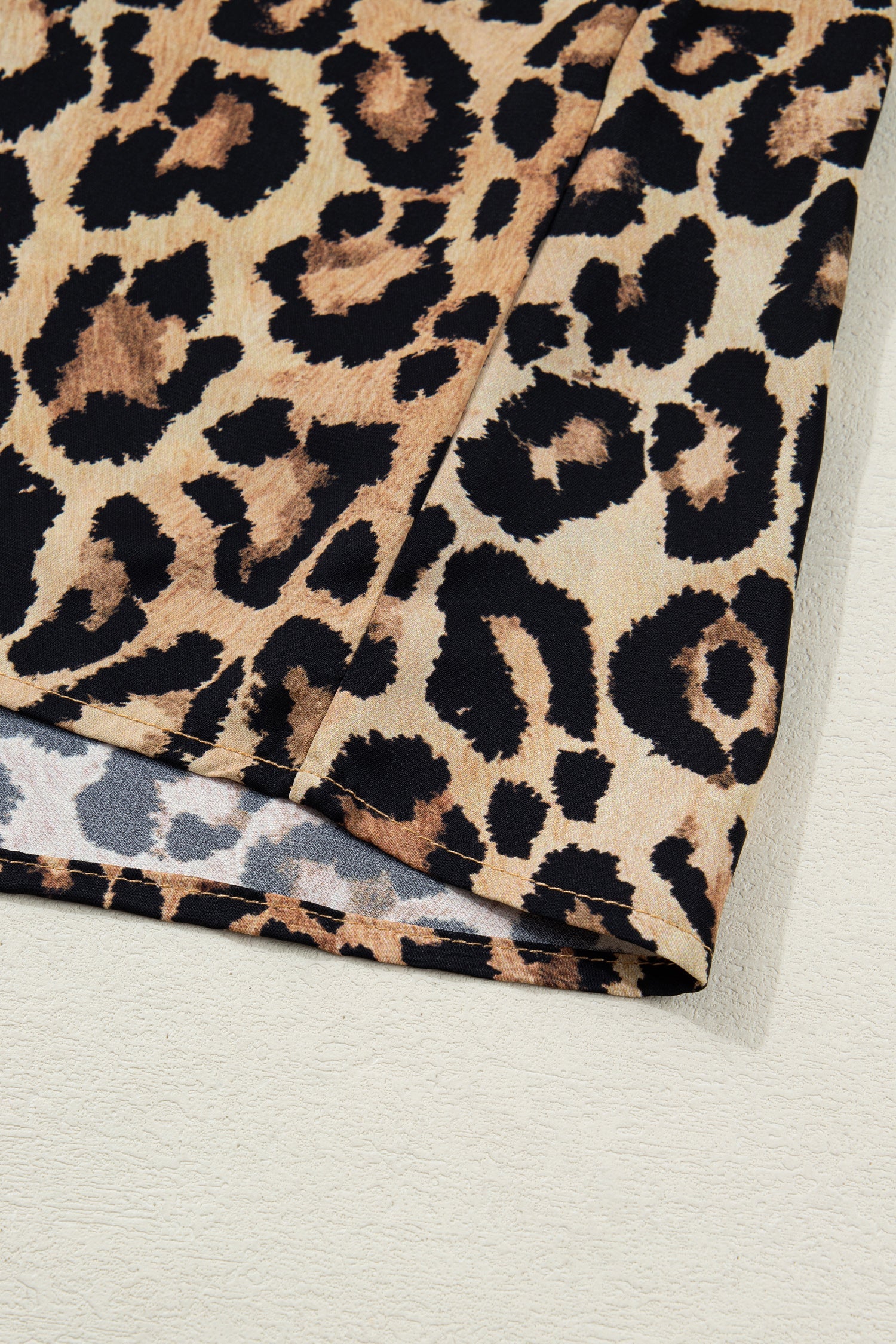 Leopard Print Contrast Striped Frilled Trim Chic Shirt - eAura