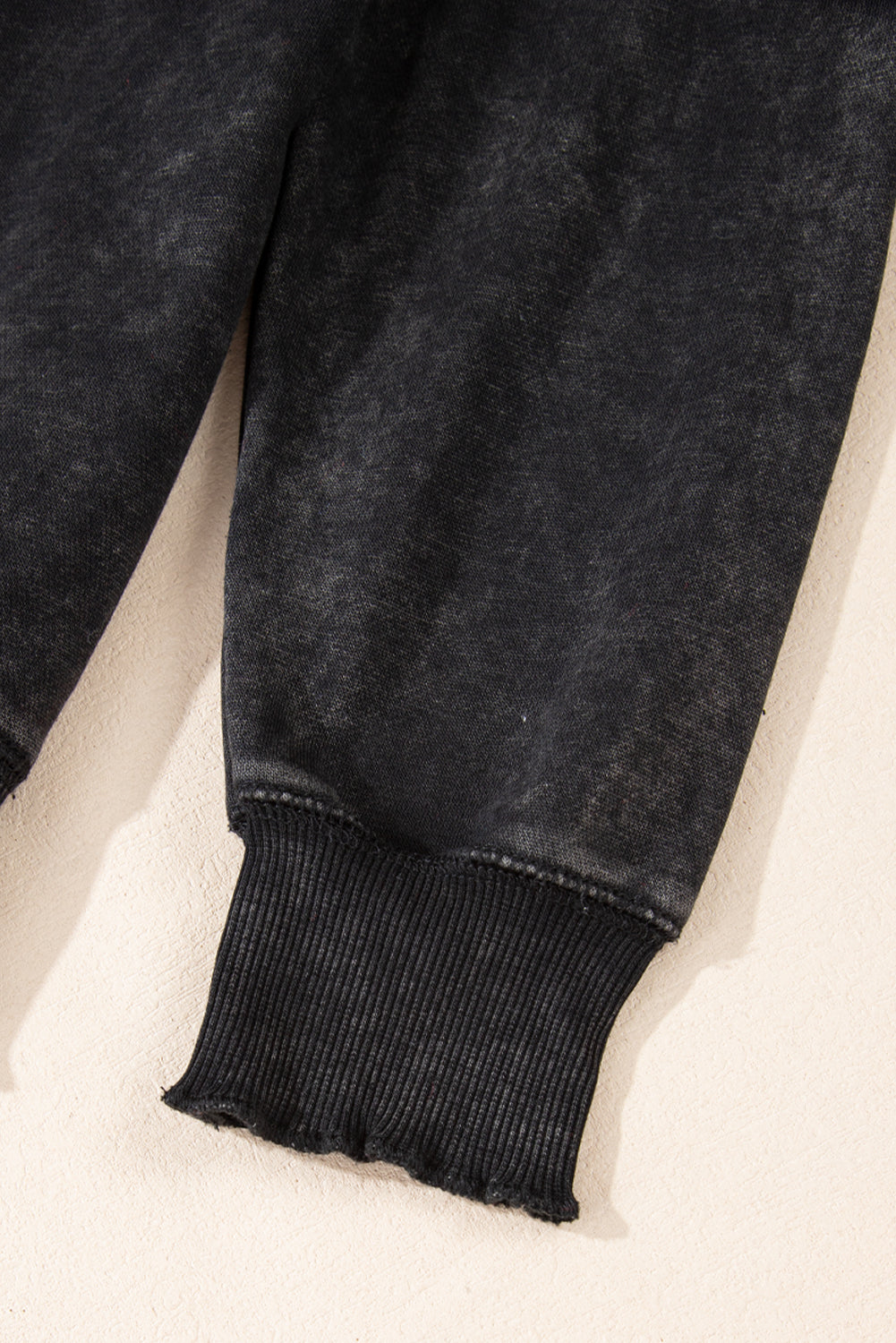 Black Solid Waffle Knit Patchwork Raglan Sleeve Sweatshirt Dear-Lover Dropshipping