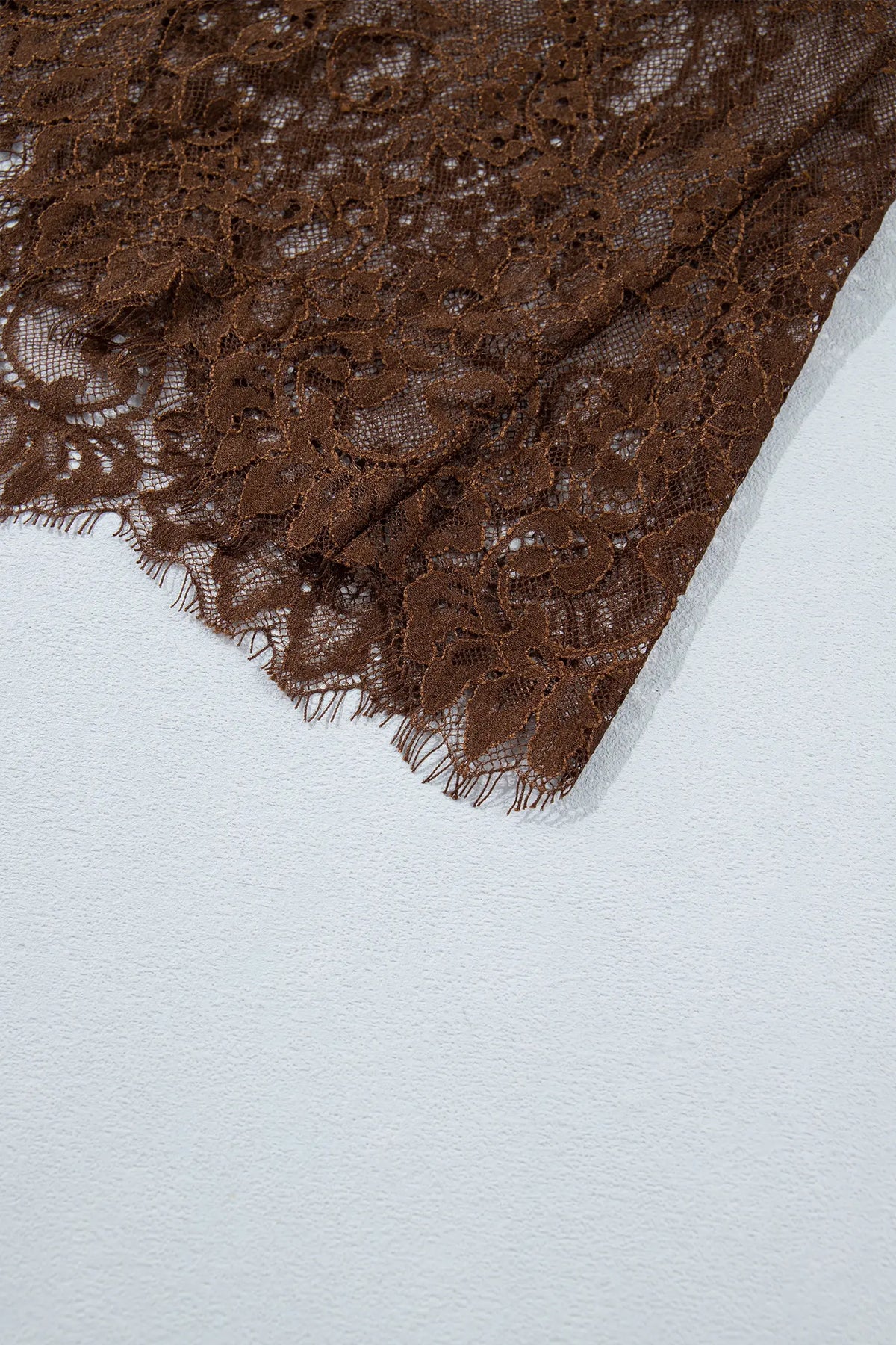 Lace Patchwork Hem Long Casual Shift Skirt – Dark Brown