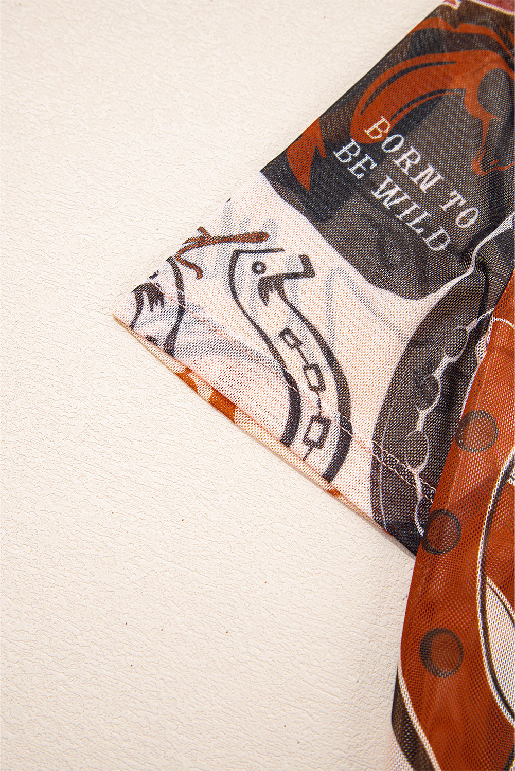 Brown Western Horseshoe Printed Mesh T Shirt eAura