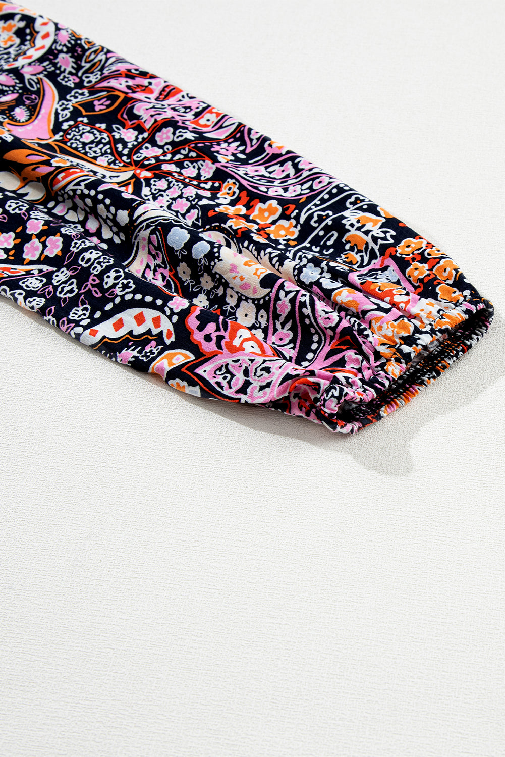 Black Contrast Floral Sleeve Peplum Sweater eAura