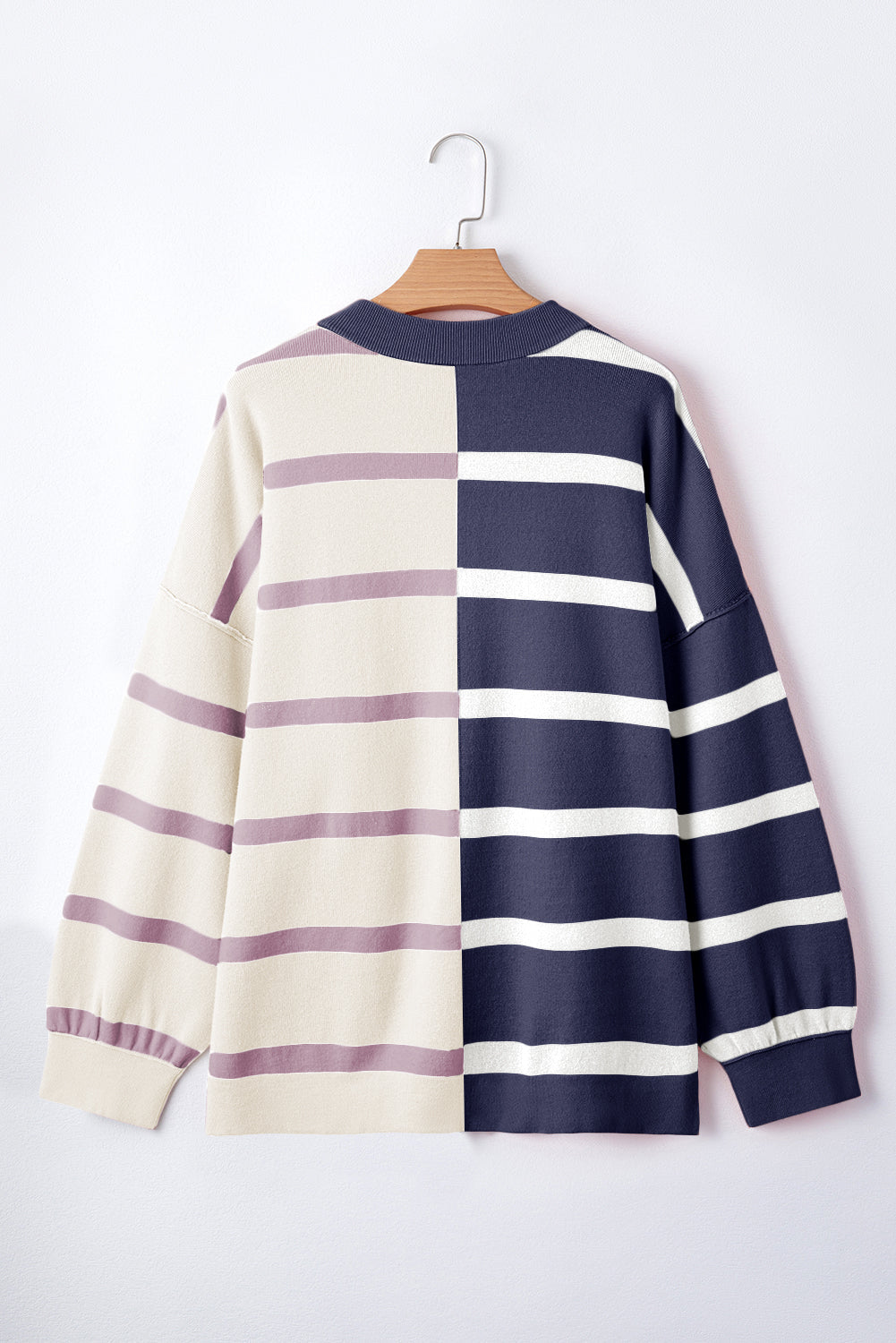 Pink Stripe Colourblock Oversized Sweater eAura