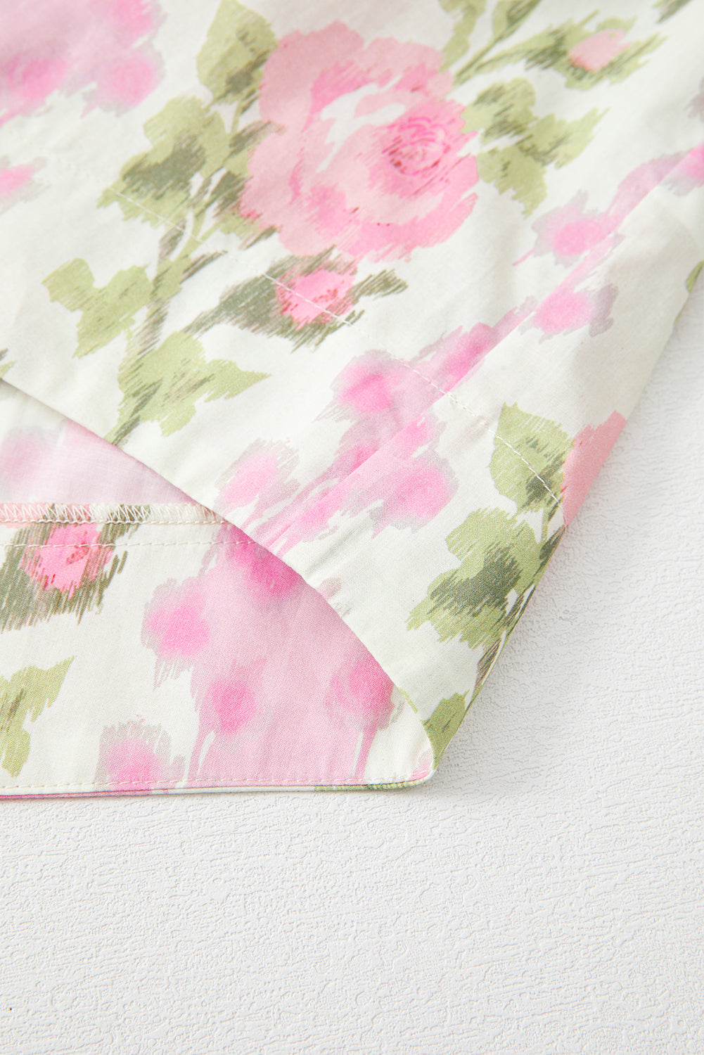 Pink Floral Print Ruffled Sleeve Summer Top eAura