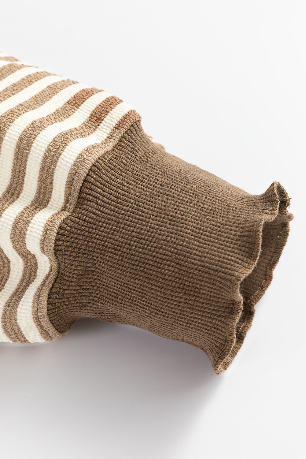 Brown Stripe Loose Drop Shoulder Long Sleeve Top eAura