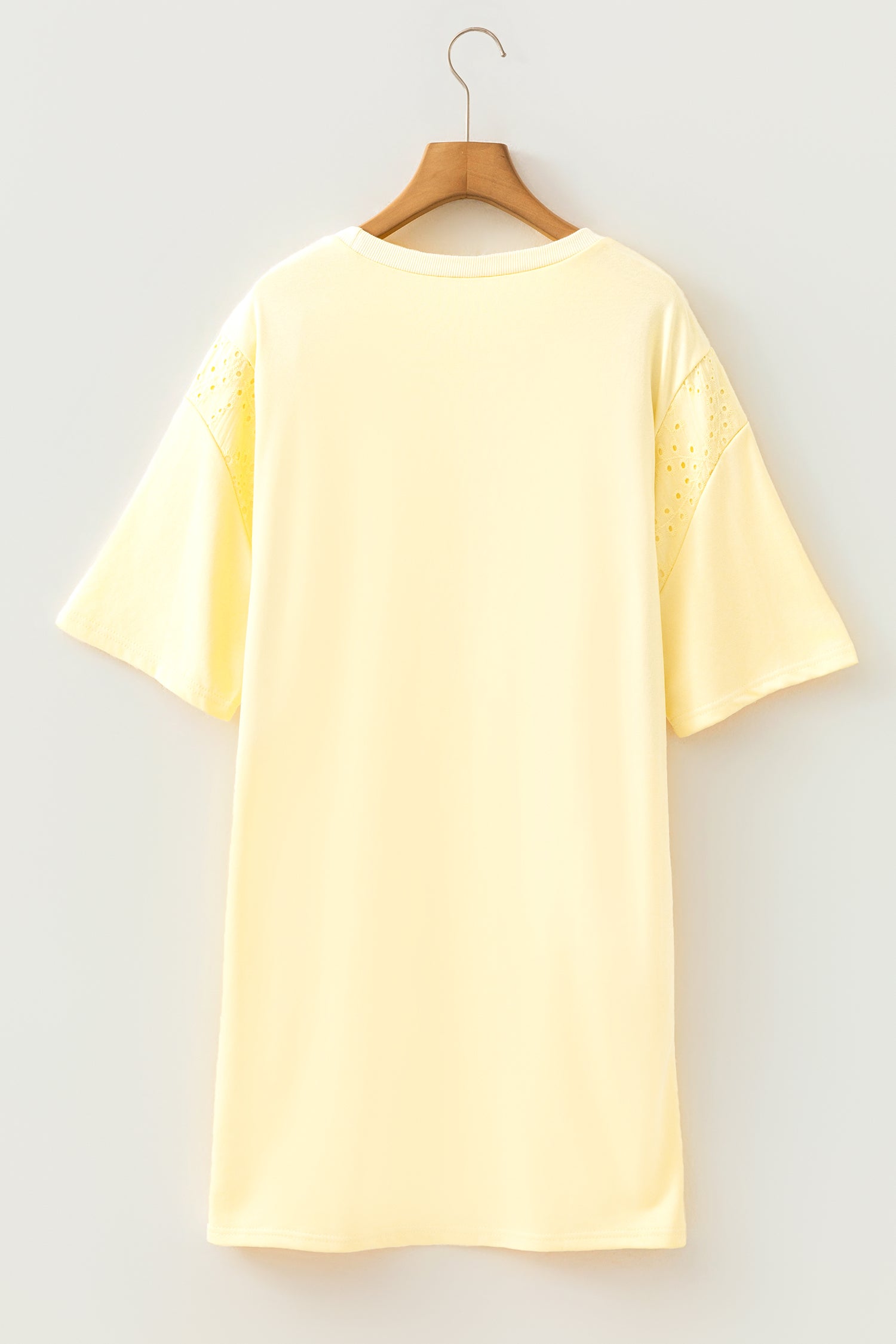 Eyelet Lace Sleeve T-Shirt Dress – Yellow Cream