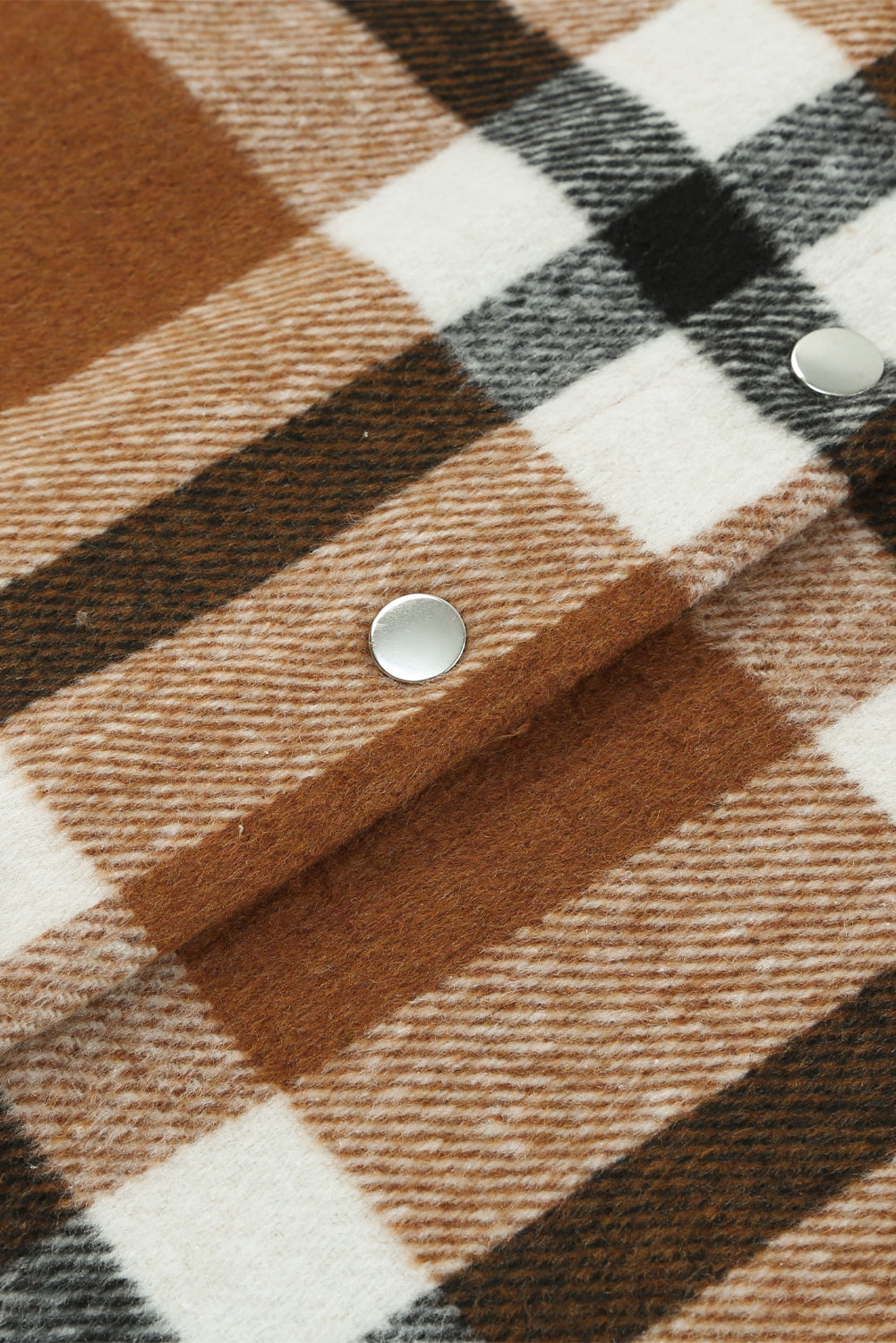 Brown Pocketed Buttoned Plaid Shirt Jacket Beagle Boutique Fashion Outlet