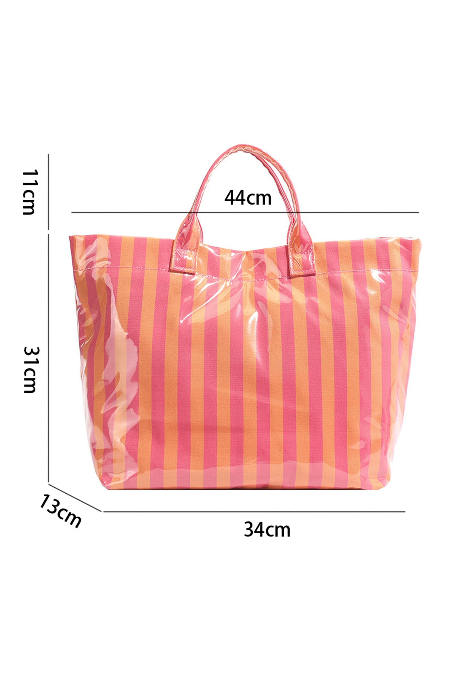 Glossy Striped Vinyl Large Tote Bag