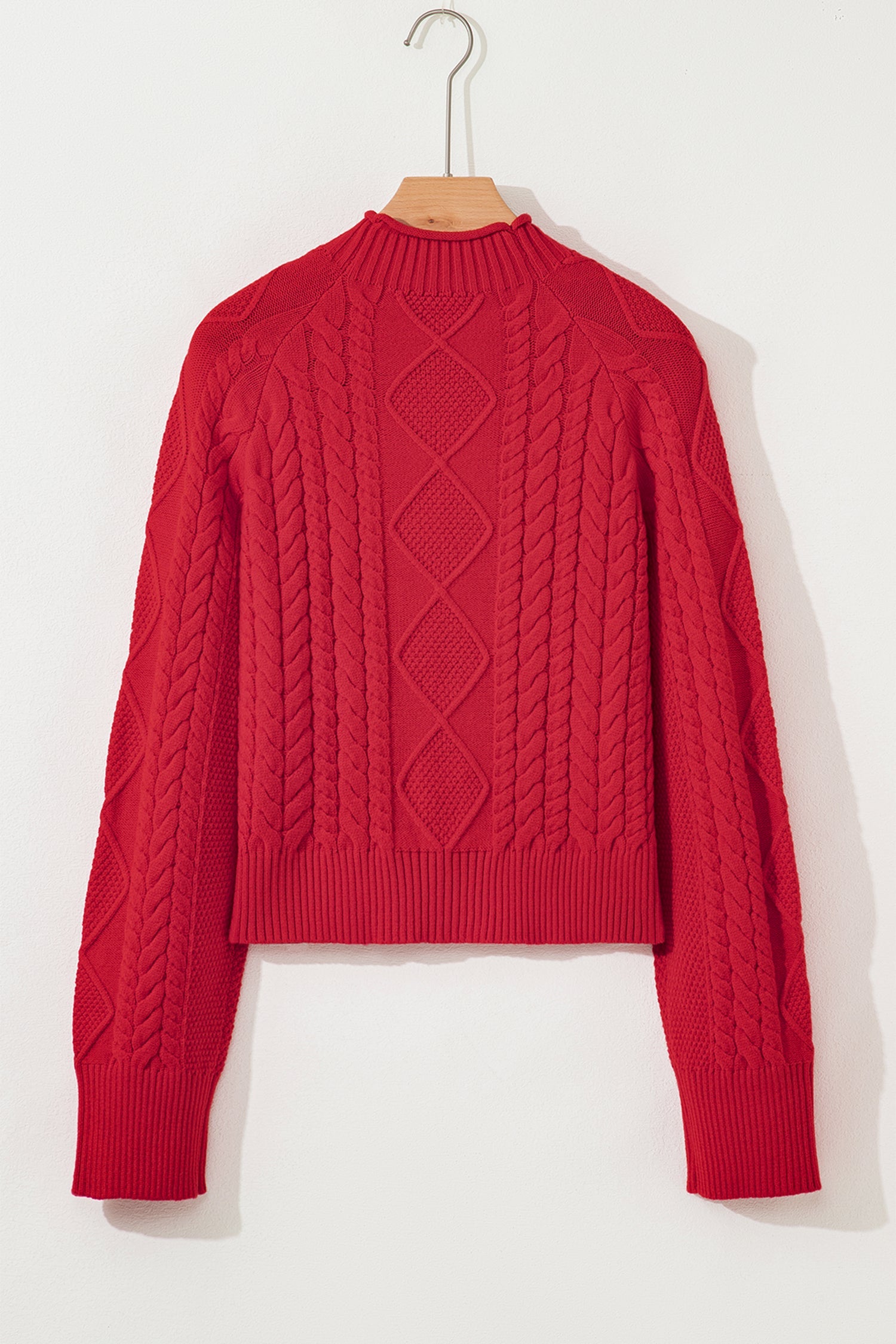 Red Cable Knit Baggy Sweater - eAura
