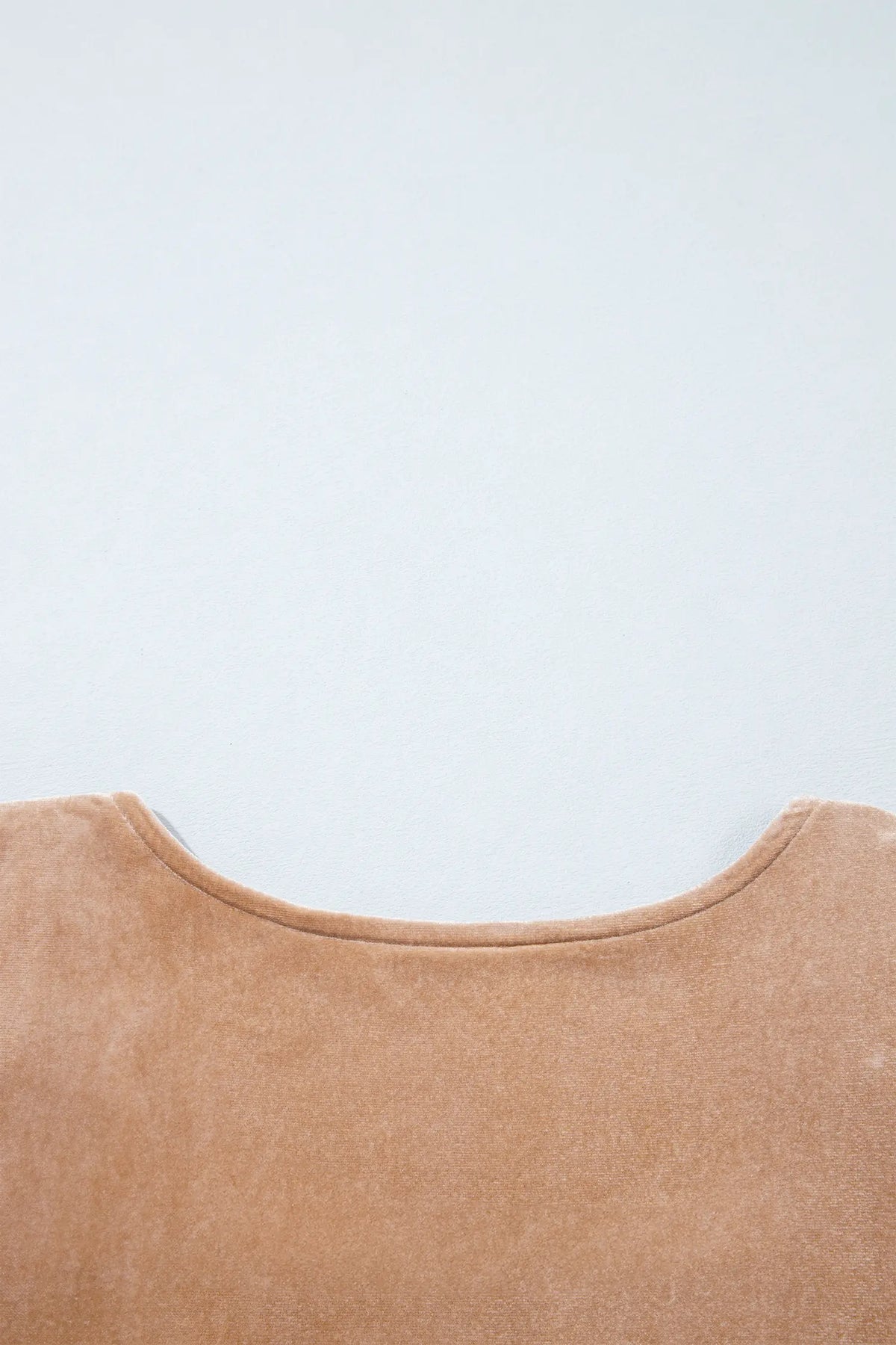 Solid Colour Velvet Knot Square Neck Sheer Long Sleeve Bodysuit – Light French Beige