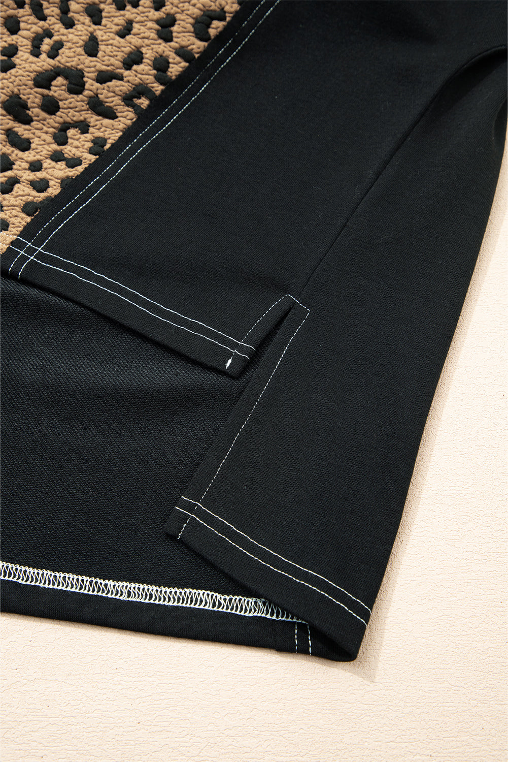 Leopard Patchwork Contrast Stitching Hoodie - eAura
