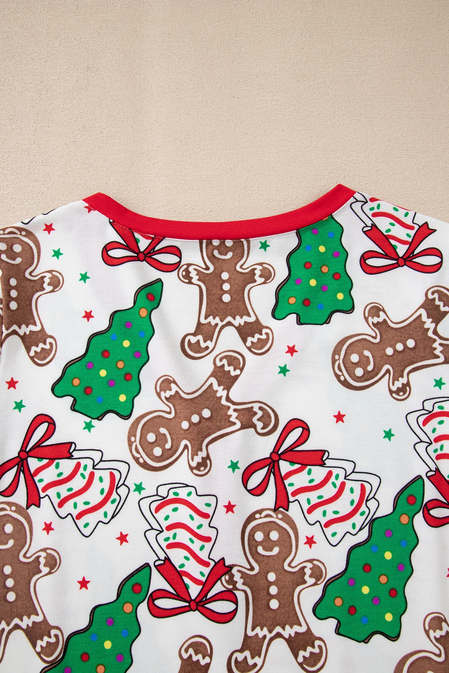 White Christmas Pattern Button V-Neck Pyjamas - eAura