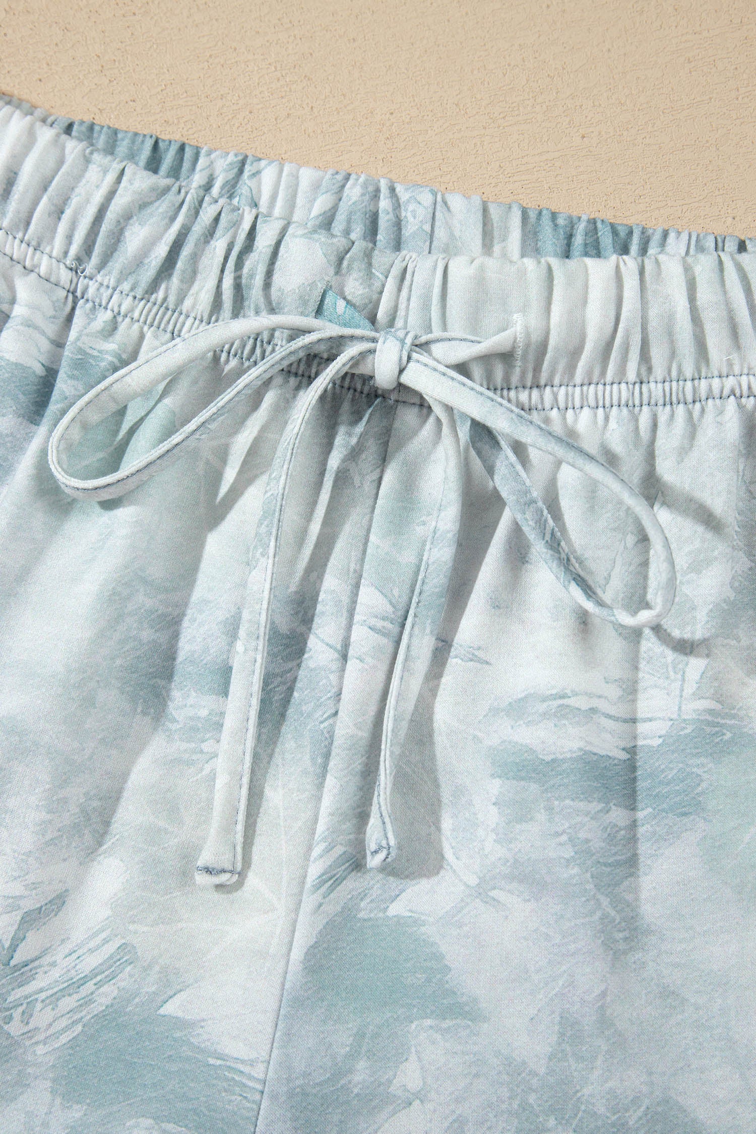 Casual Camouflage Short Sleeve Elastic Waist 2pcs Set – Green