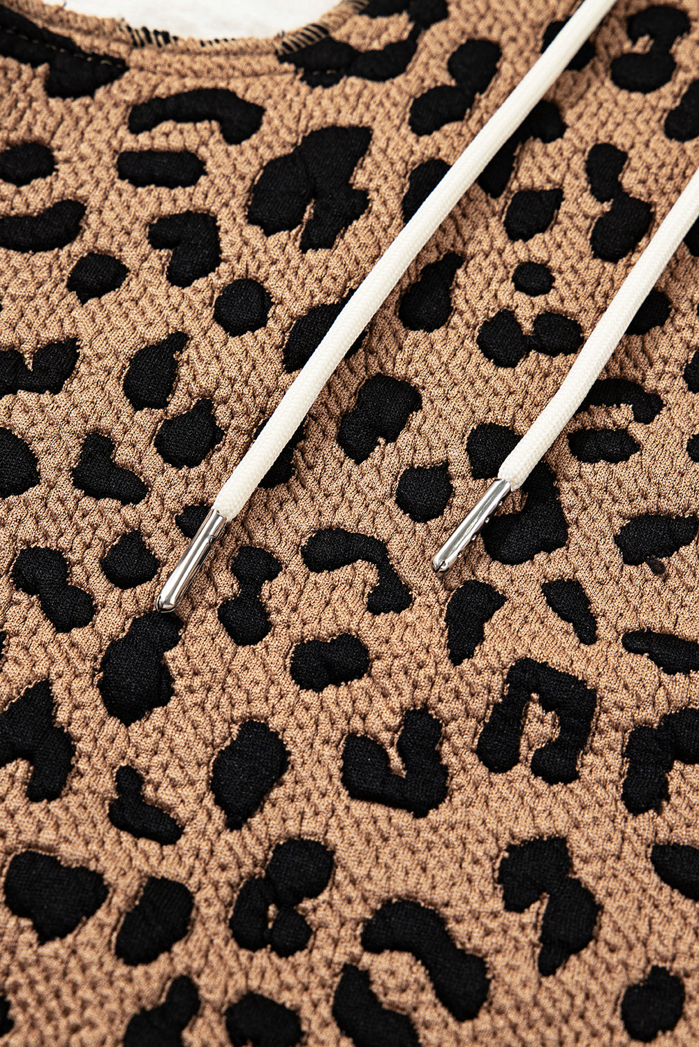 Brown Leopard Hooded Contrast Open Front Jacket eAura