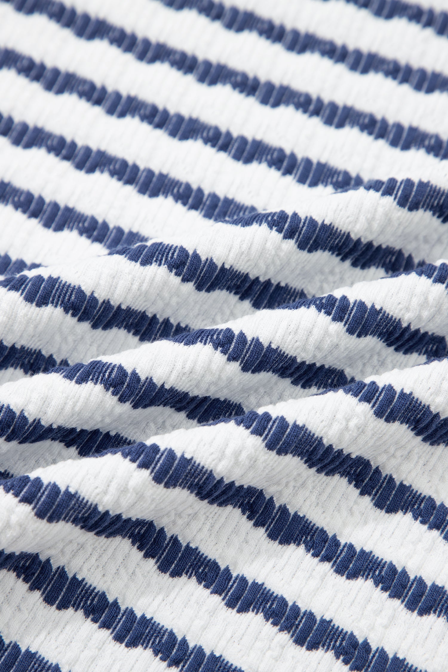 Striped Textured Knit Split Hem Half Sleeve Loose Top